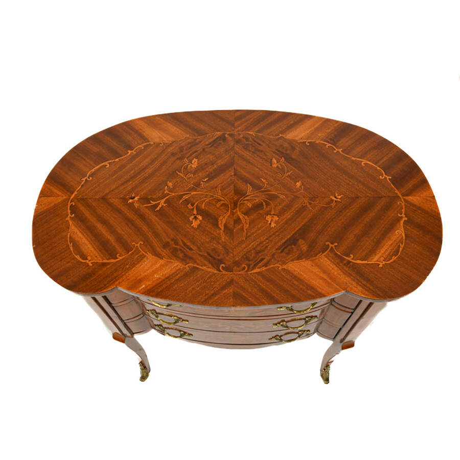 French Louis XV Style Three Drawer Chest with Floral Marquetry Inlays-3
