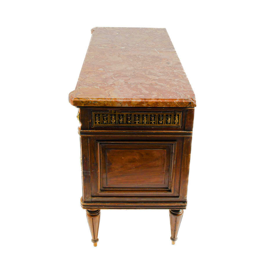 Antique French Walnut and Marble Top Cabinet-8