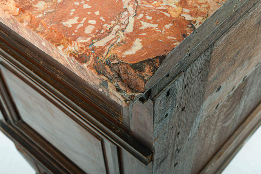Antique French Walnut and Marble Top Cabinet-6