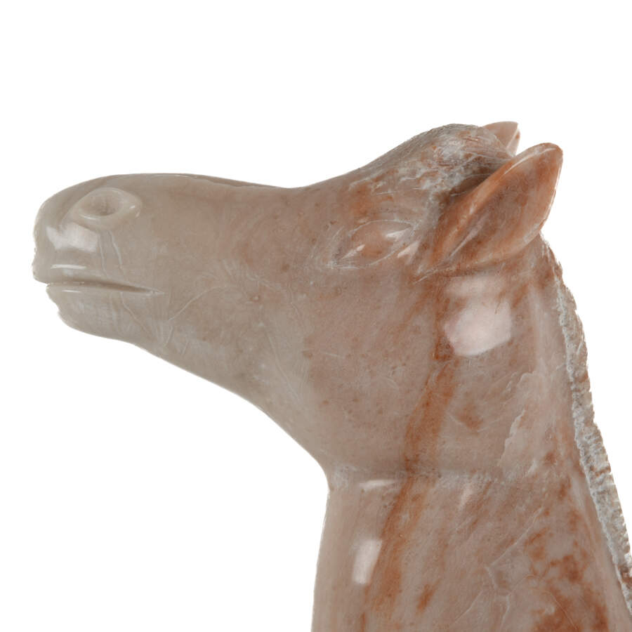Pink Marble Carved Horse Head Bust-6