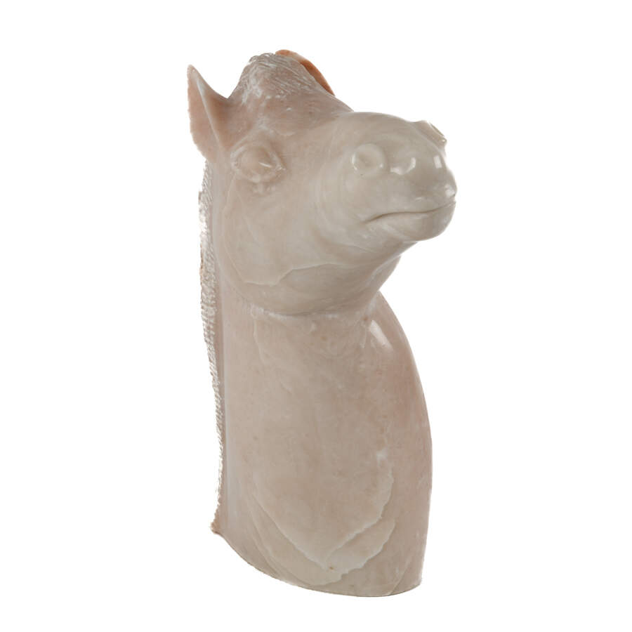 Pink Marble Carved Horse Head Bust-3