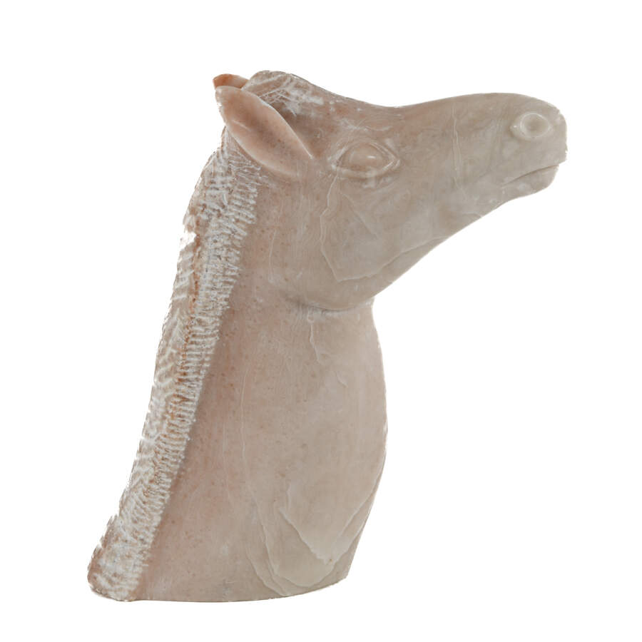Pink Marble Carved Horse Head Bust-1