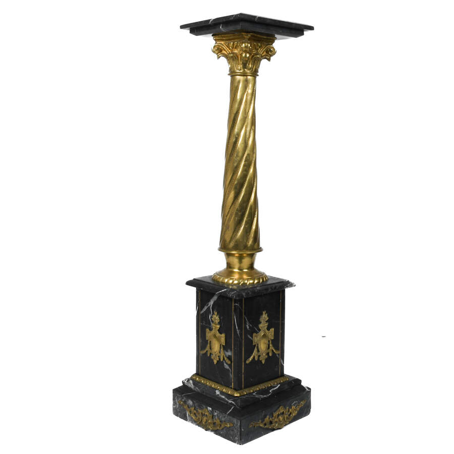 Antique Bronze and Marble Pedestal-4