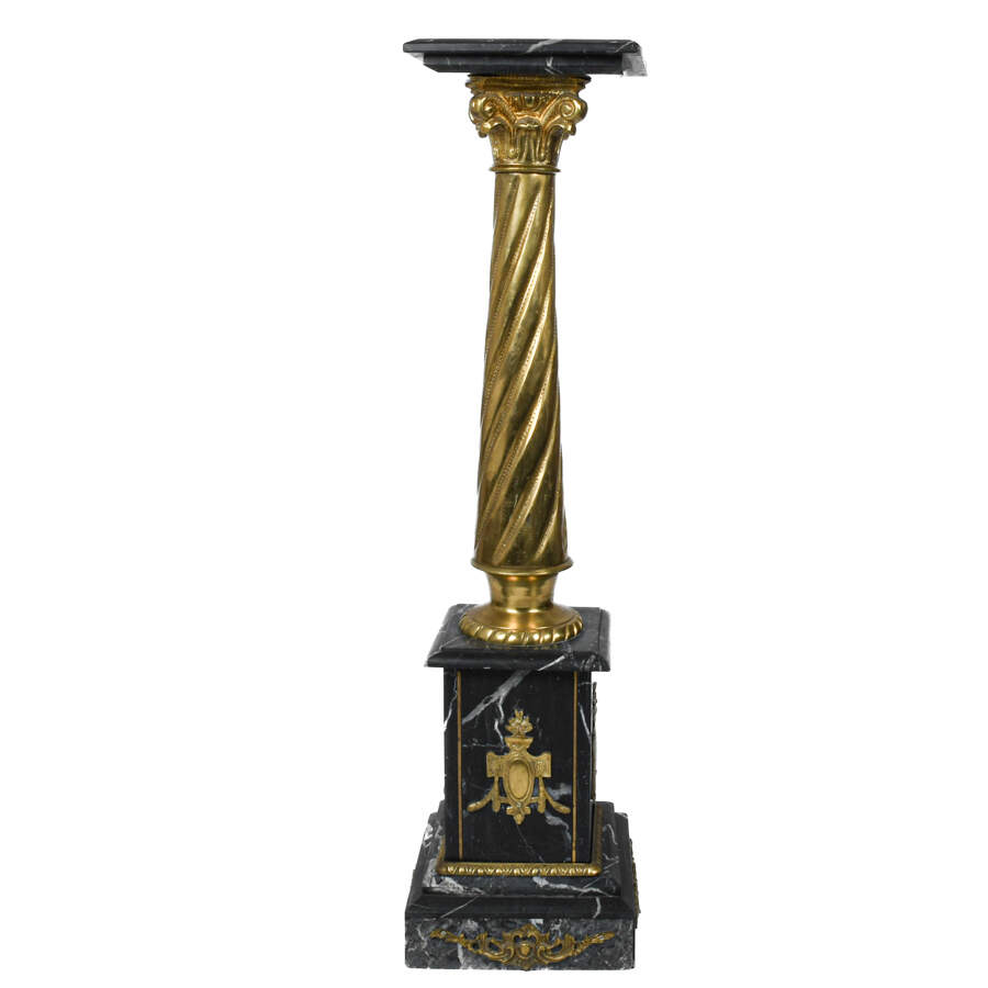 Antique Bronze and Marble Pedestal-1