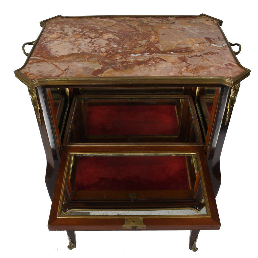 Antique French Napoleon III Mahogany Mirrored Cabinet with a Marble Top-8