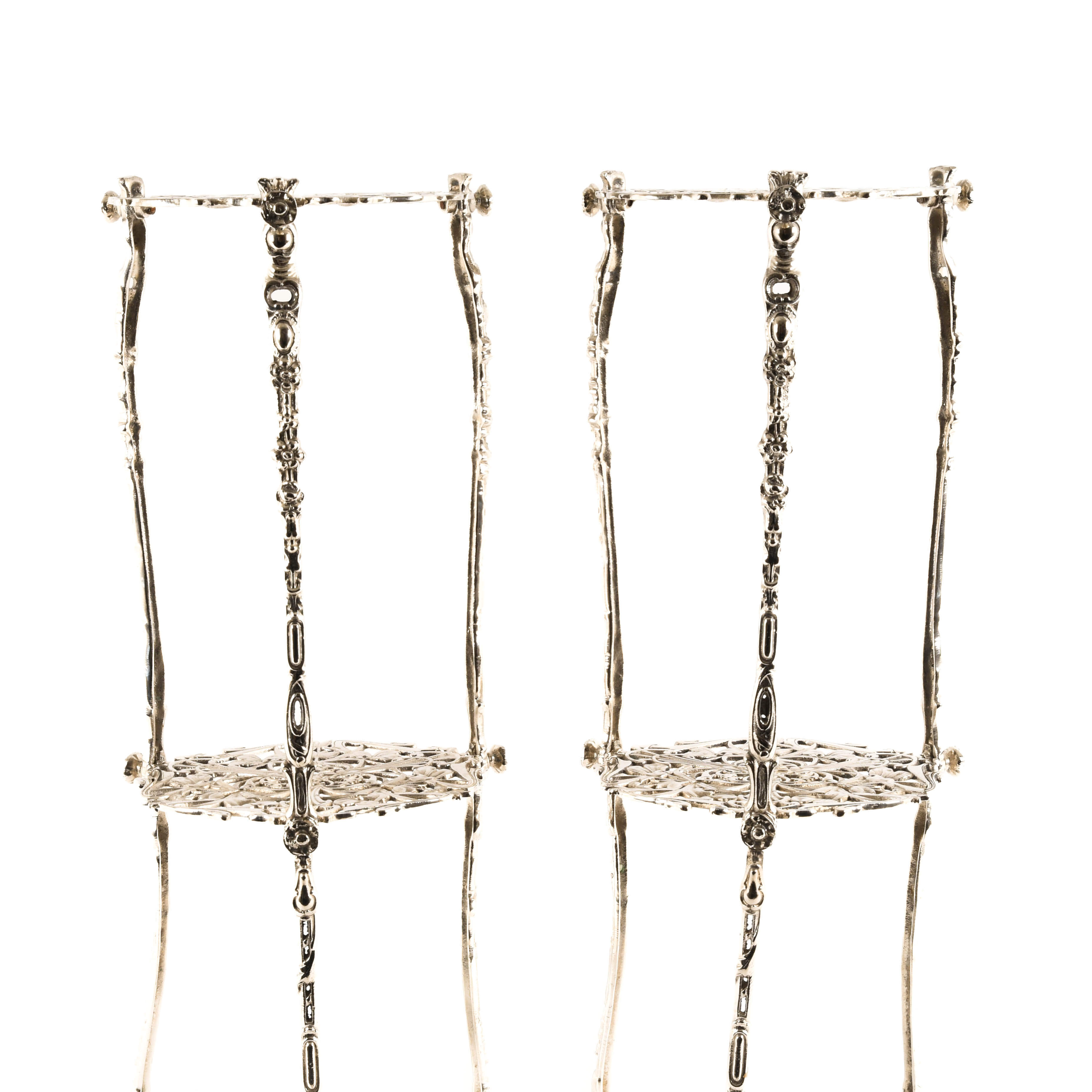 Pair of Ornate Art Nouveau-Style Two-Tier Plant Stands-2