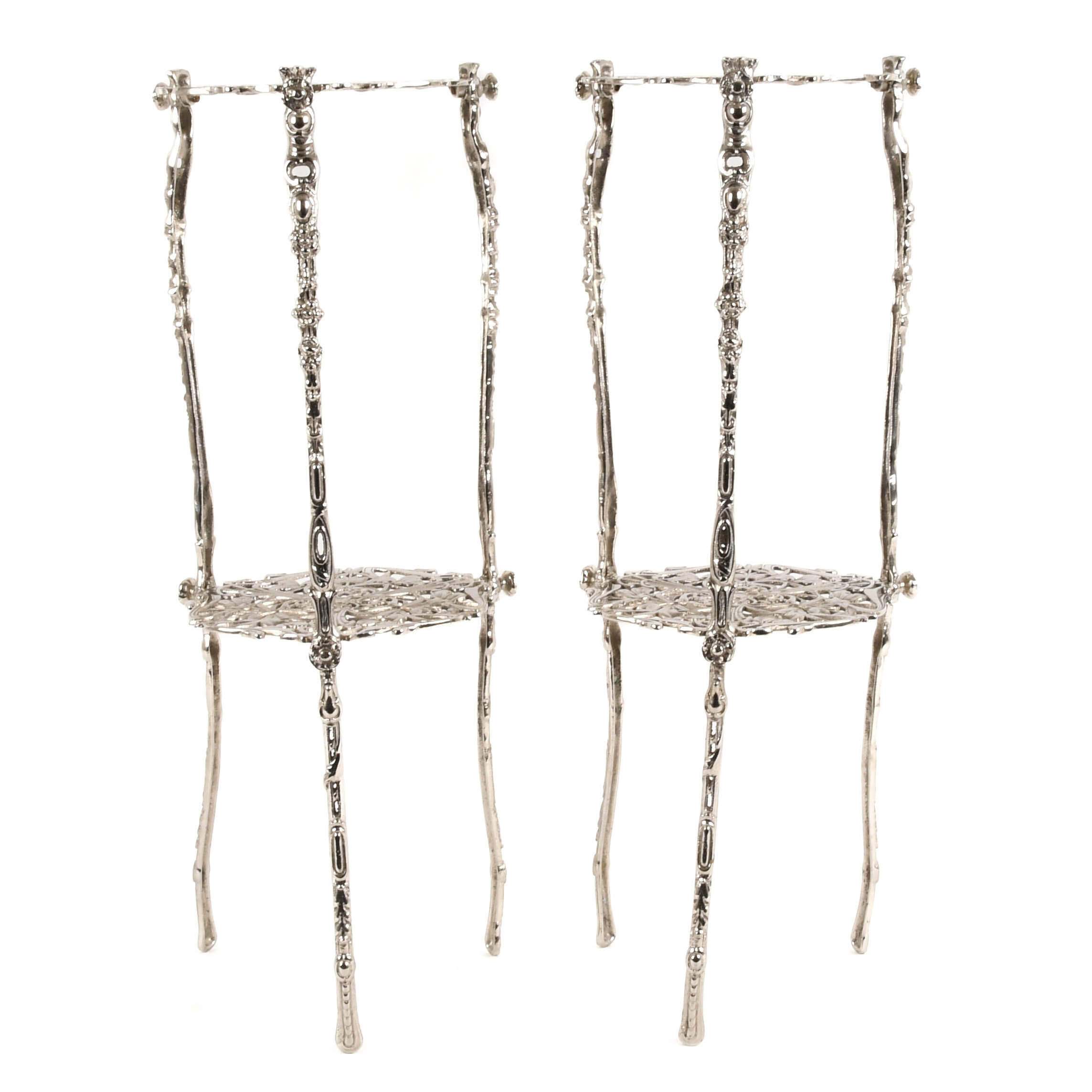 Pair of Ornate Art Nouveau-Style Two-Tier Plant Stands-1