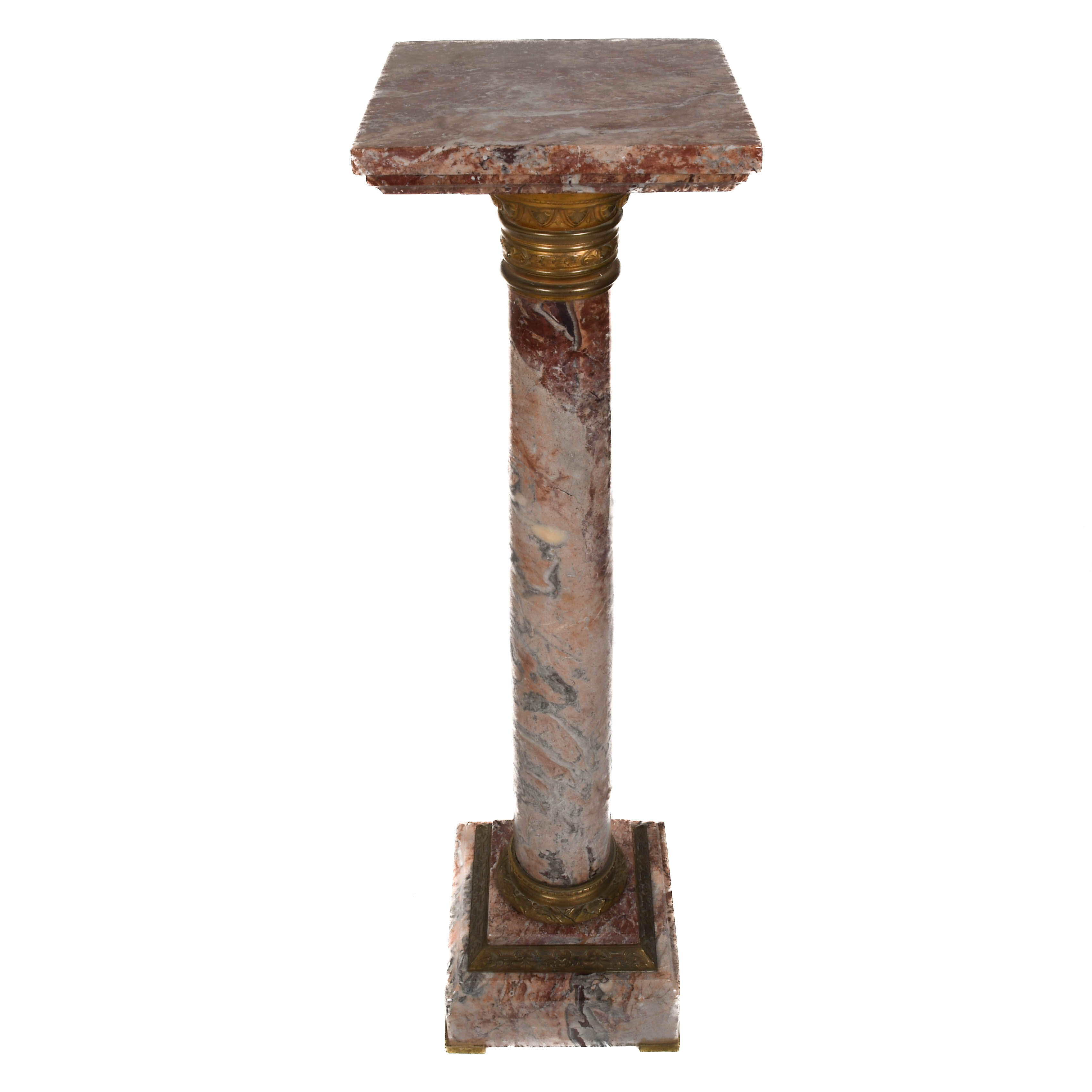 Carved Rouge Marble and Ormolu Pedestal-5