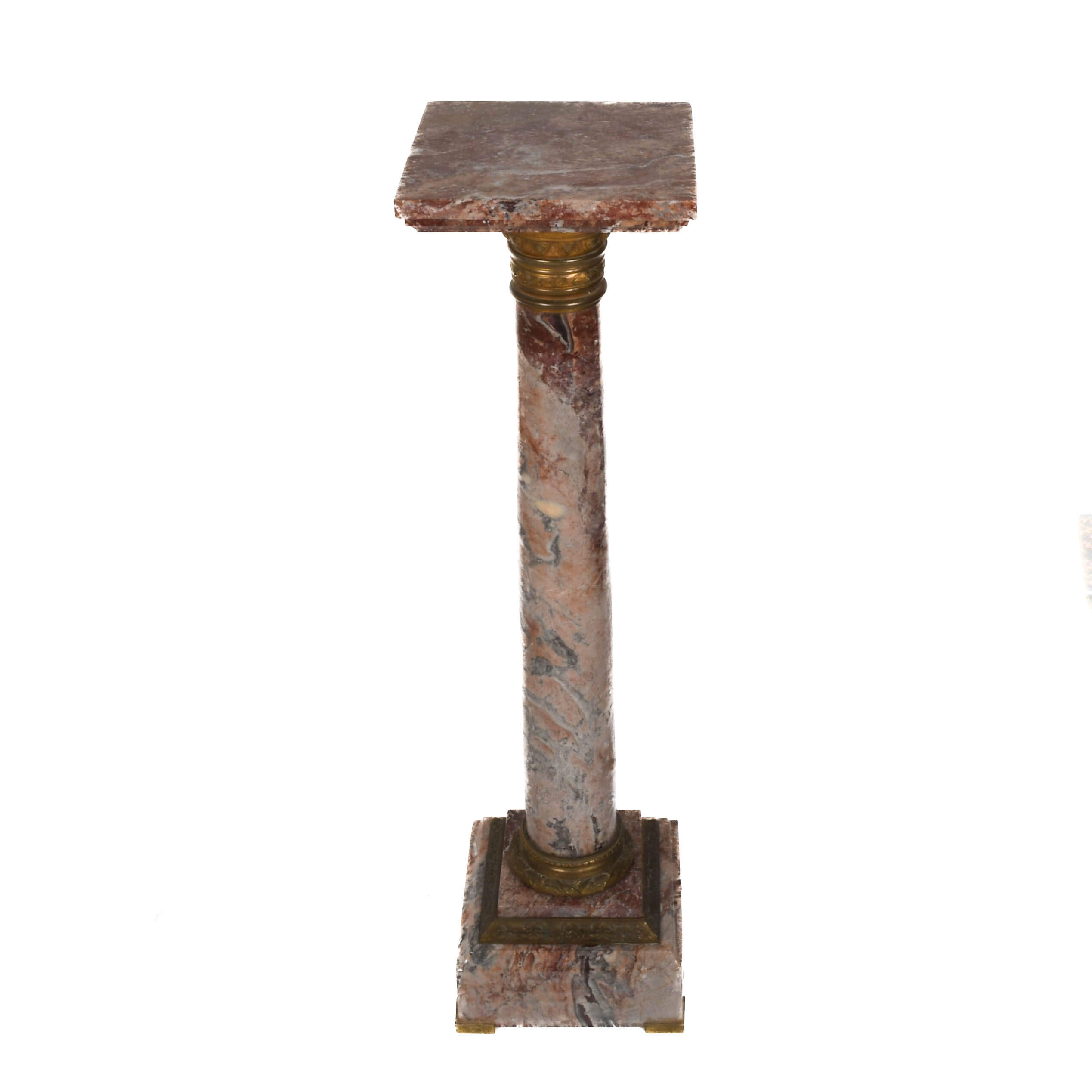 Carved Rouge Marble and Ormolu Pedestal-2
