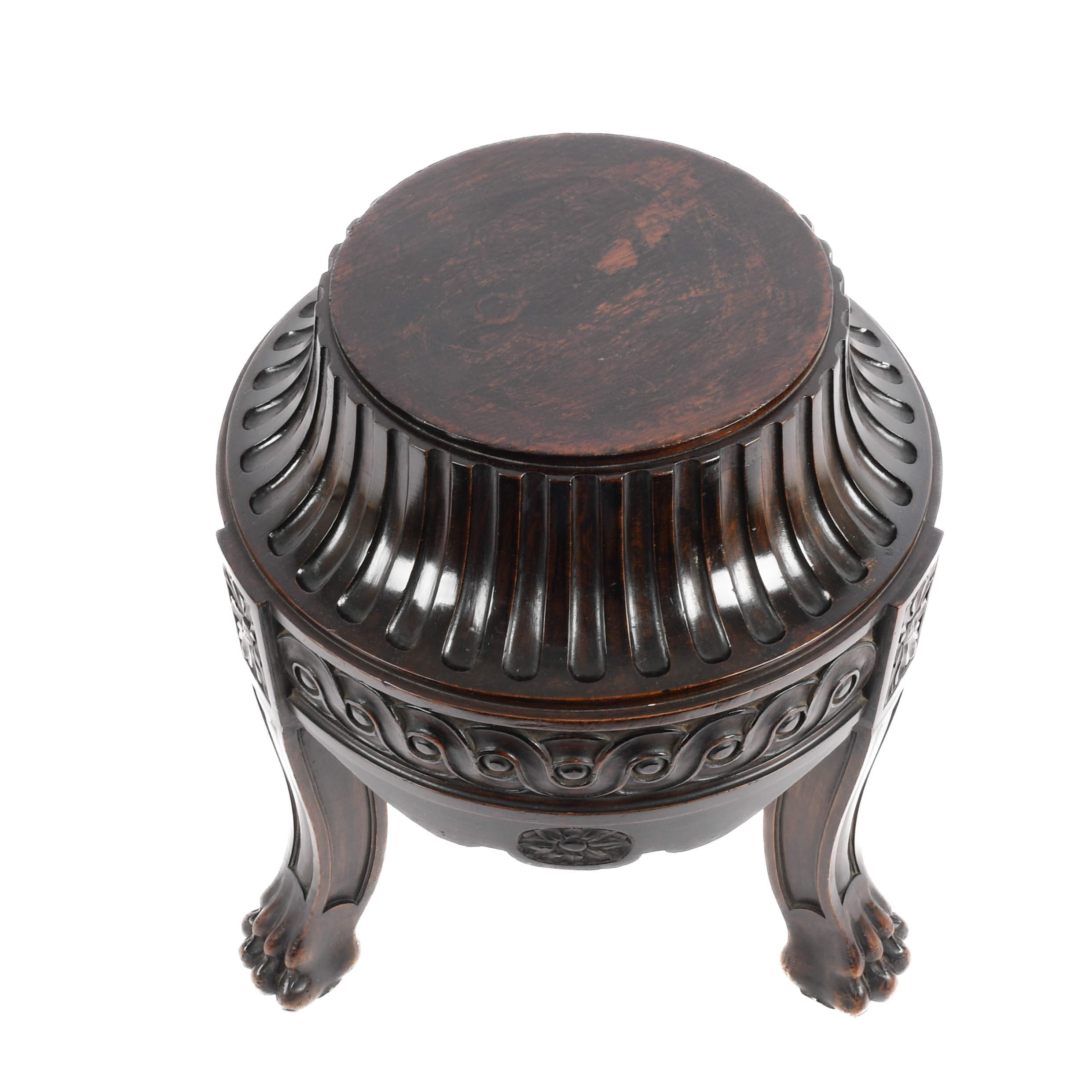 Antique Wood Hairy Paw Footed Display Stand-5