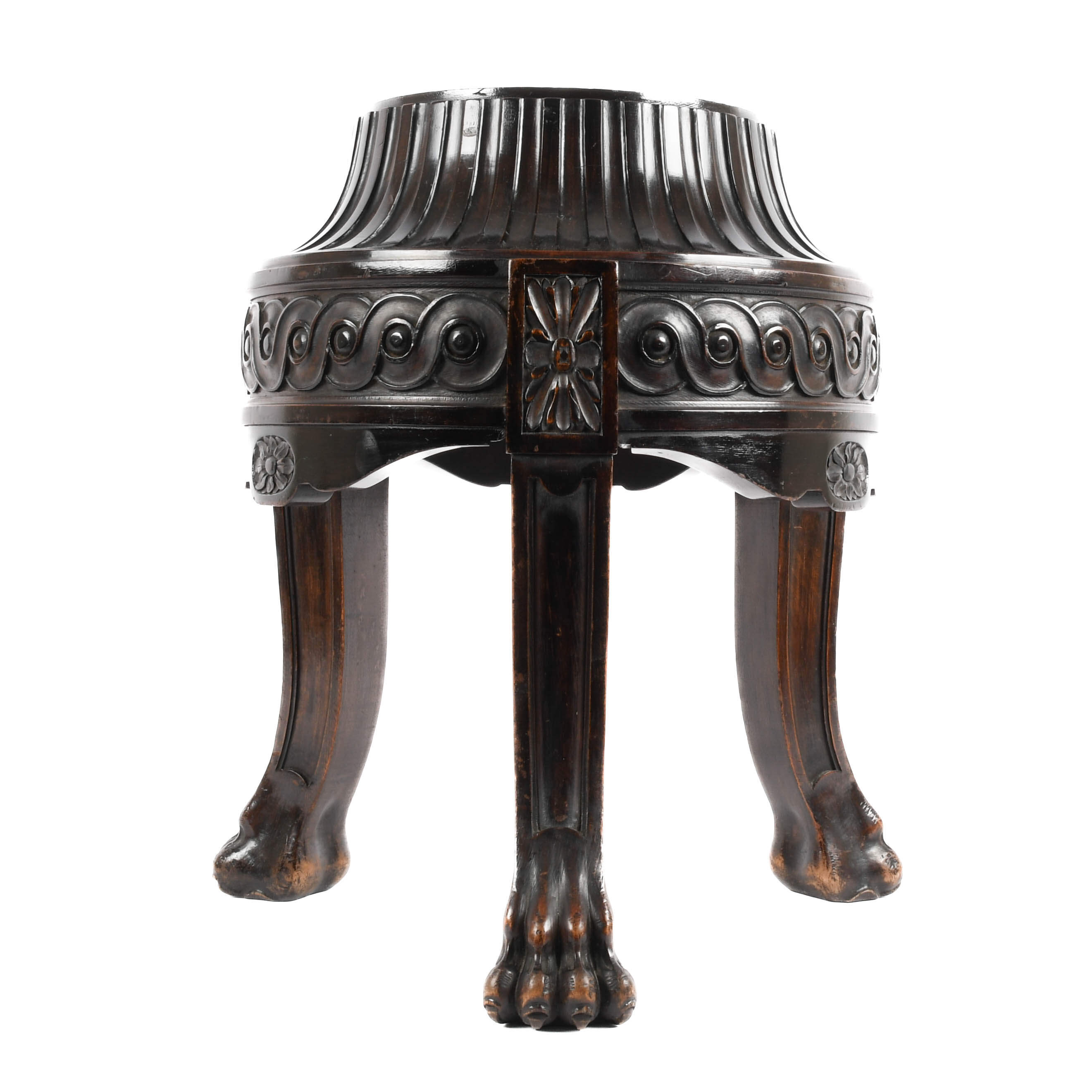 Antique Wood Hairy Paw Footed Display Stand-4