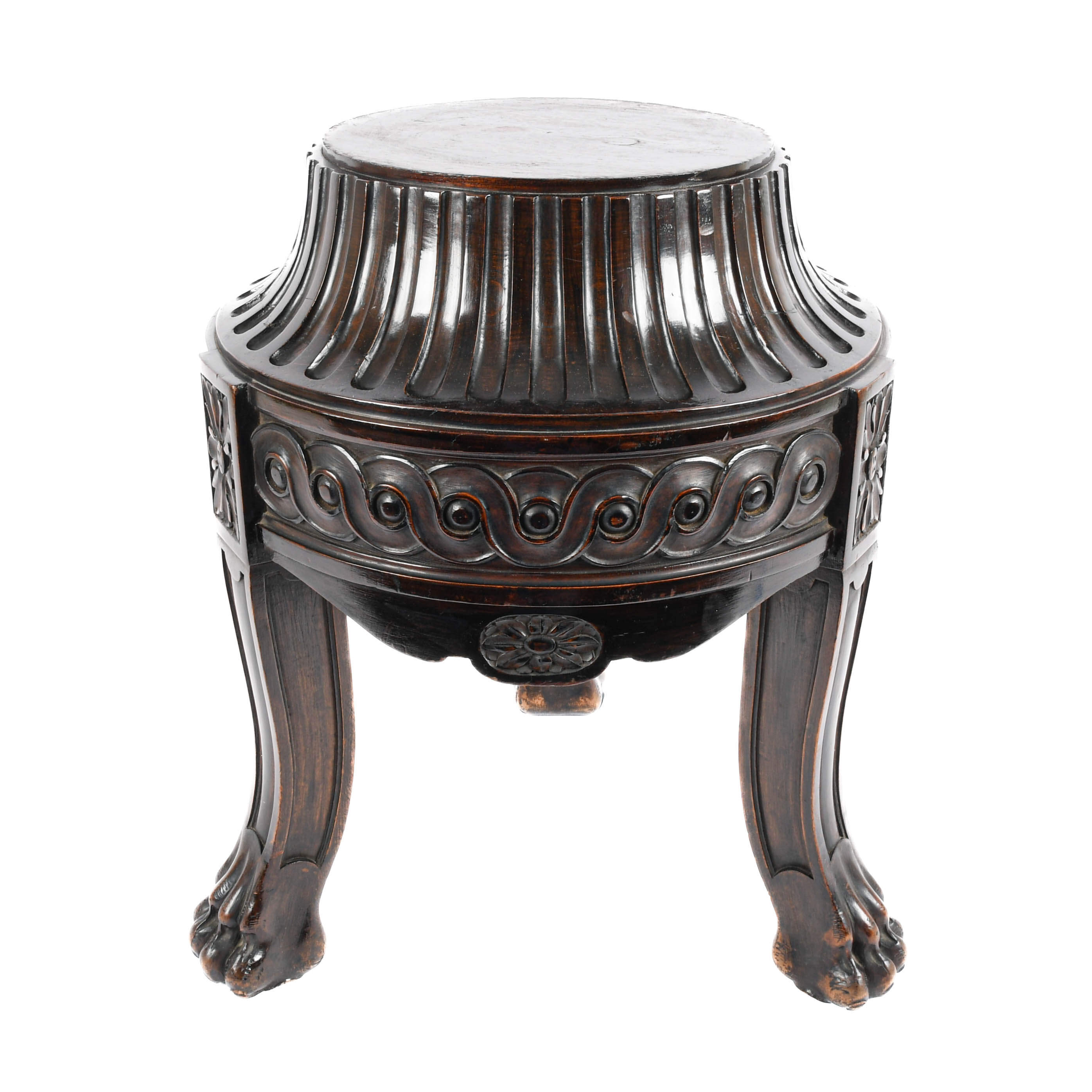 Antique Wood Hairy Paw Footed Display Stand-1