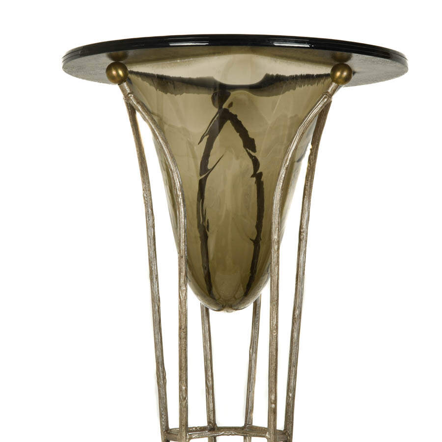 Decorative Wrought Iron Stand with Hand-Blown Vase-2