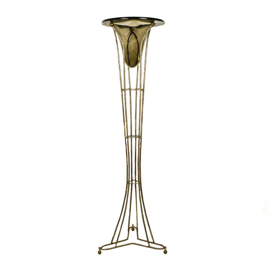 Decorative Wrought Iron Stand with Hand-Blown Vase-1