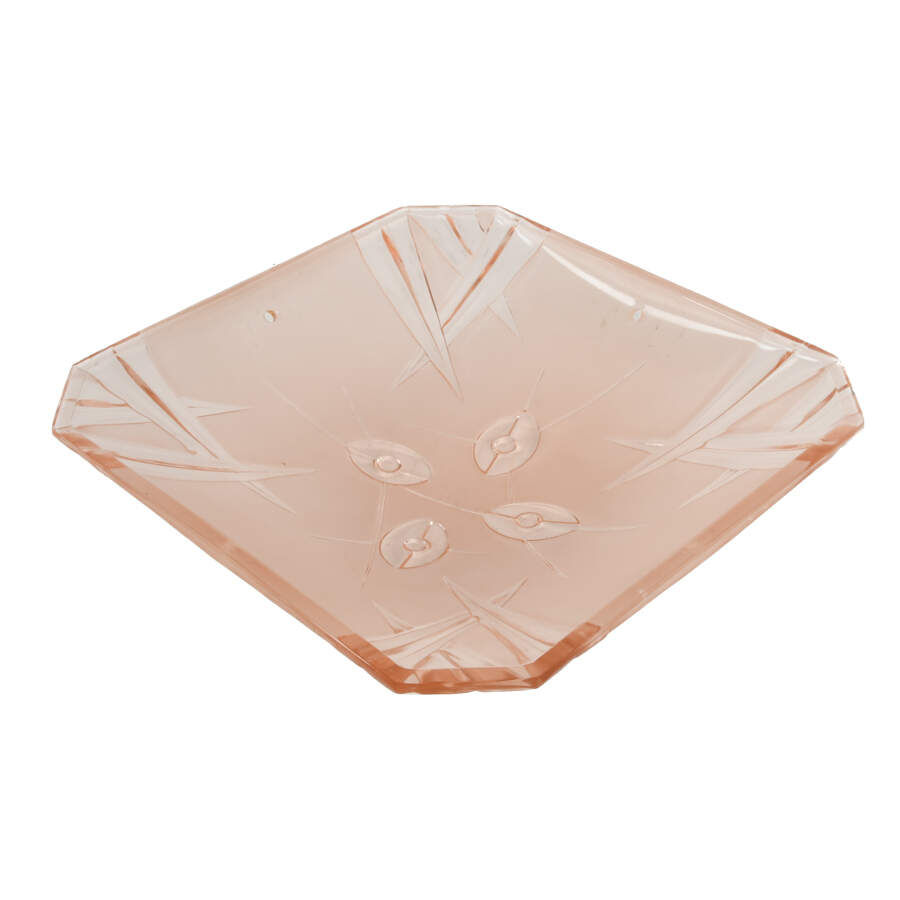 Art Deco Frosted Pink Hanging Ceiling Light-4