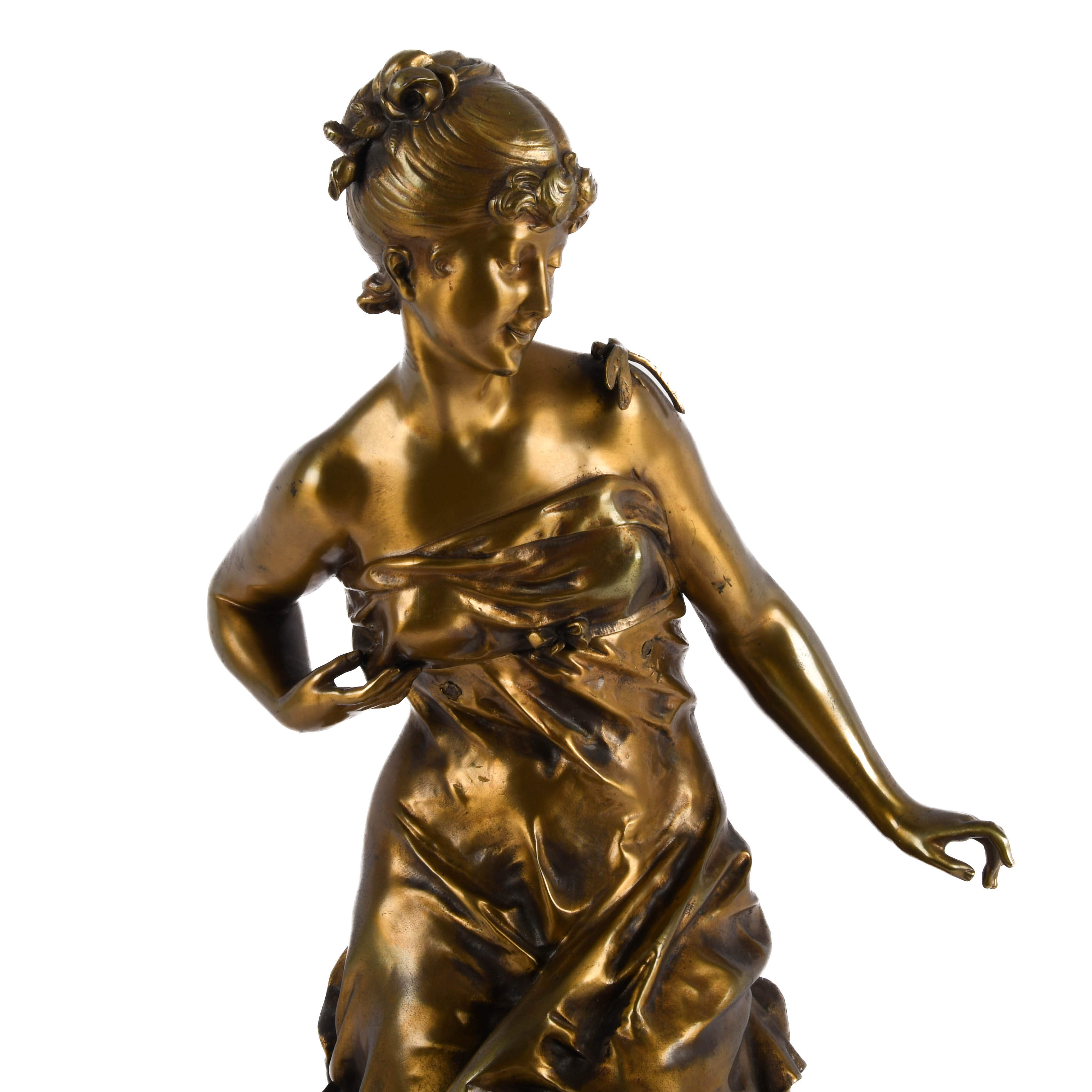 Antique Bronze Female Statue by De Broussé-2