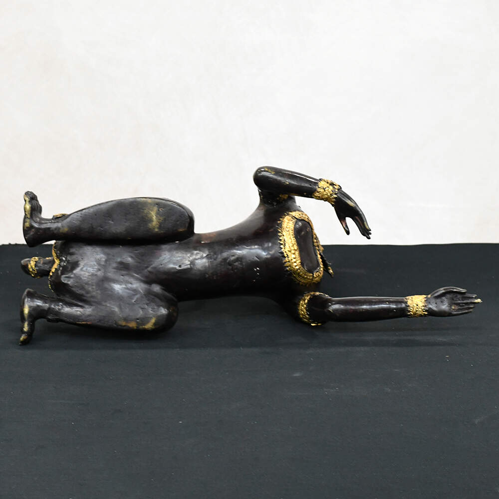 Gilded Bronze Burmese Manussiha Statue-11