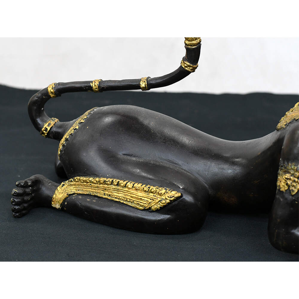 Gilded Bronze Burmese Manussiha Statue-10