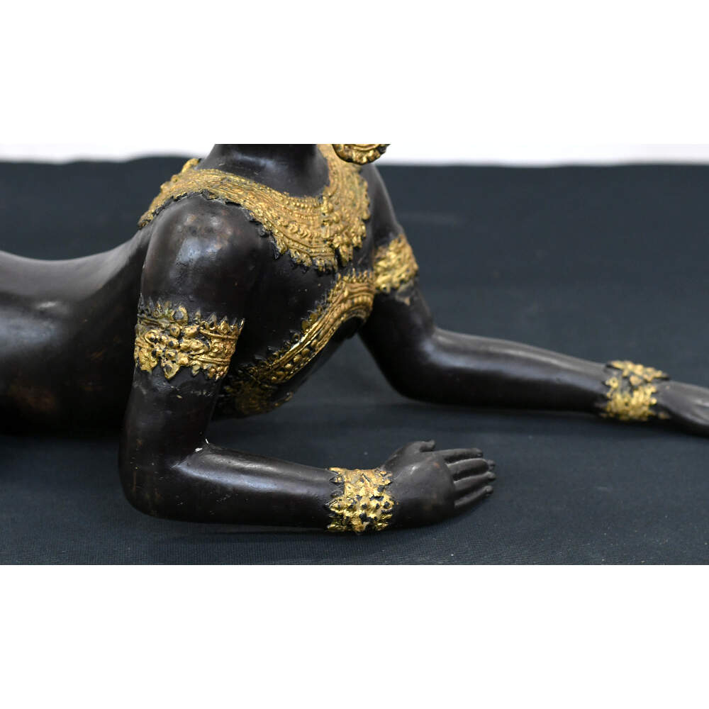 Gilded Bronze Burmese Manussiha Statue-9