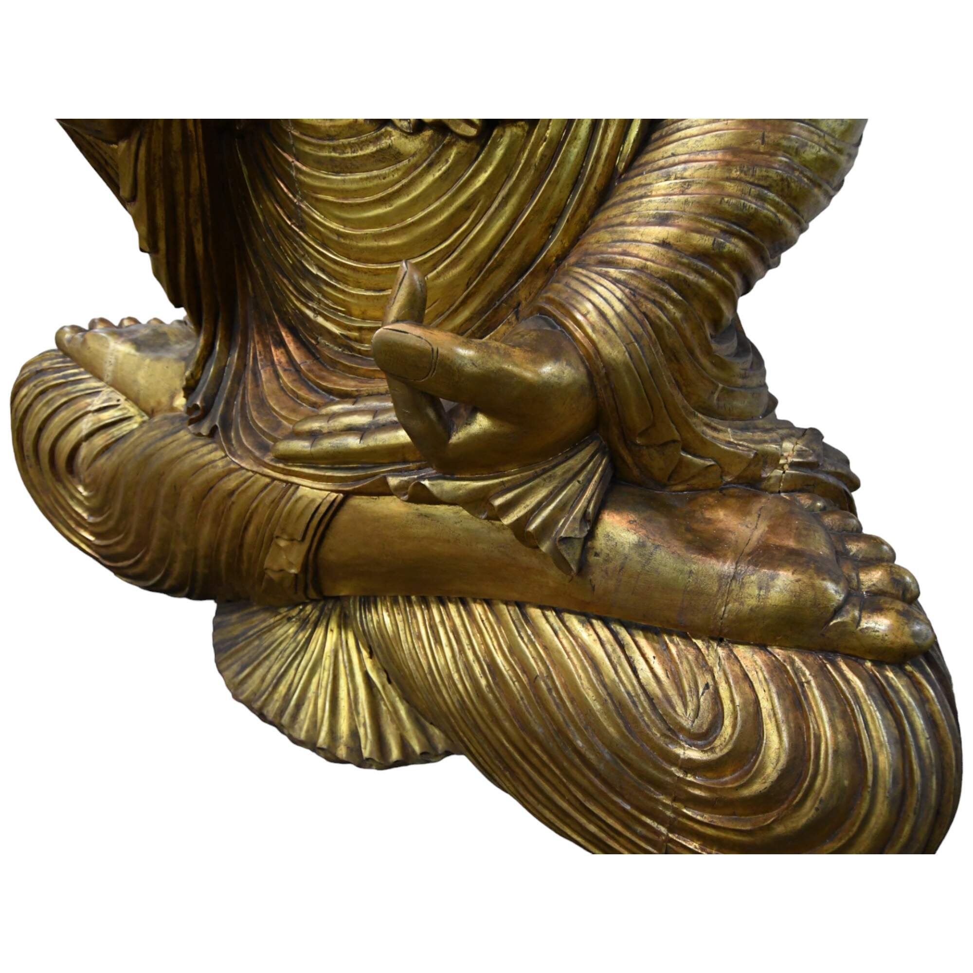 Gigantic Carved Wooden Buddha Statue-12