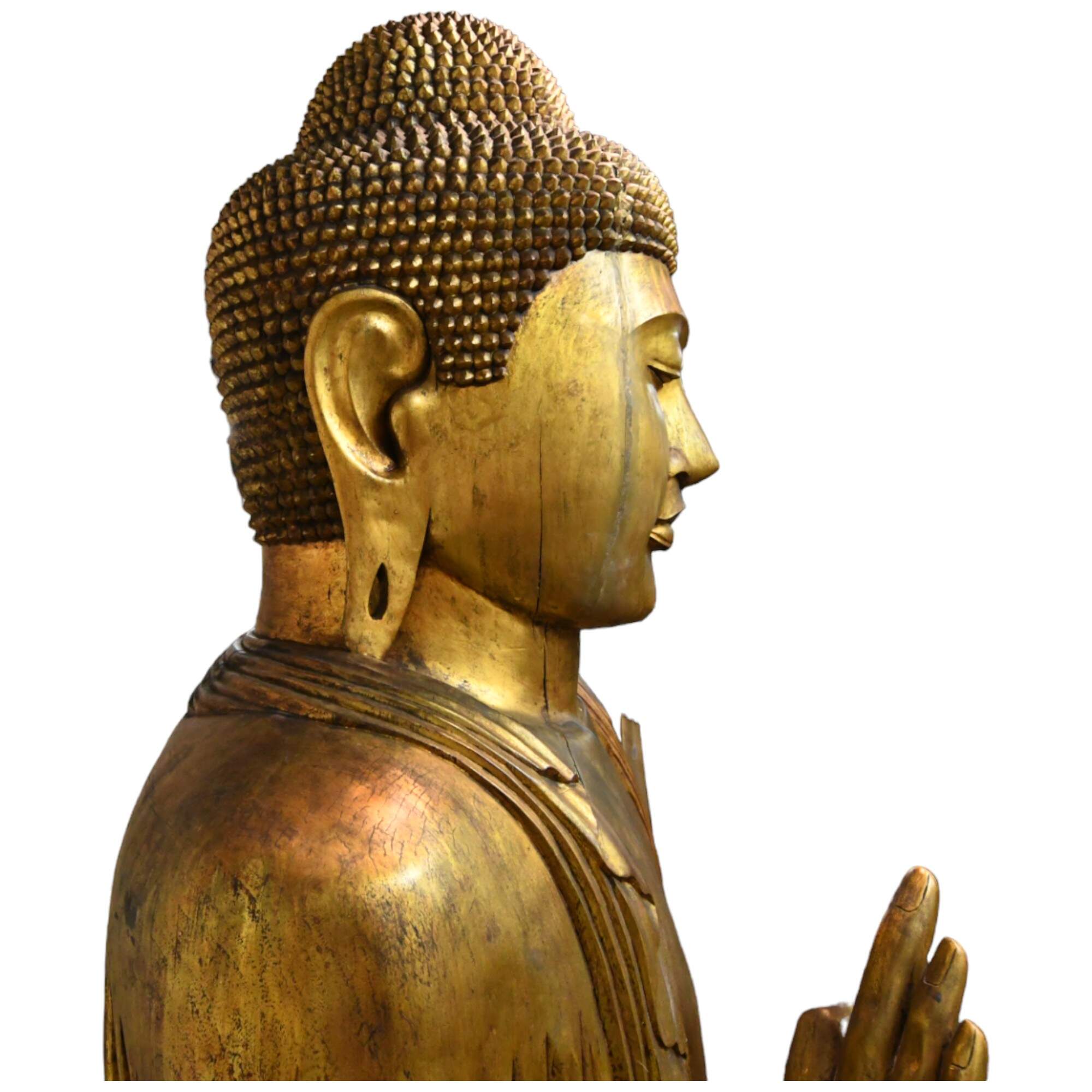 Gigantic Carved Wooden Buddha Statue-6