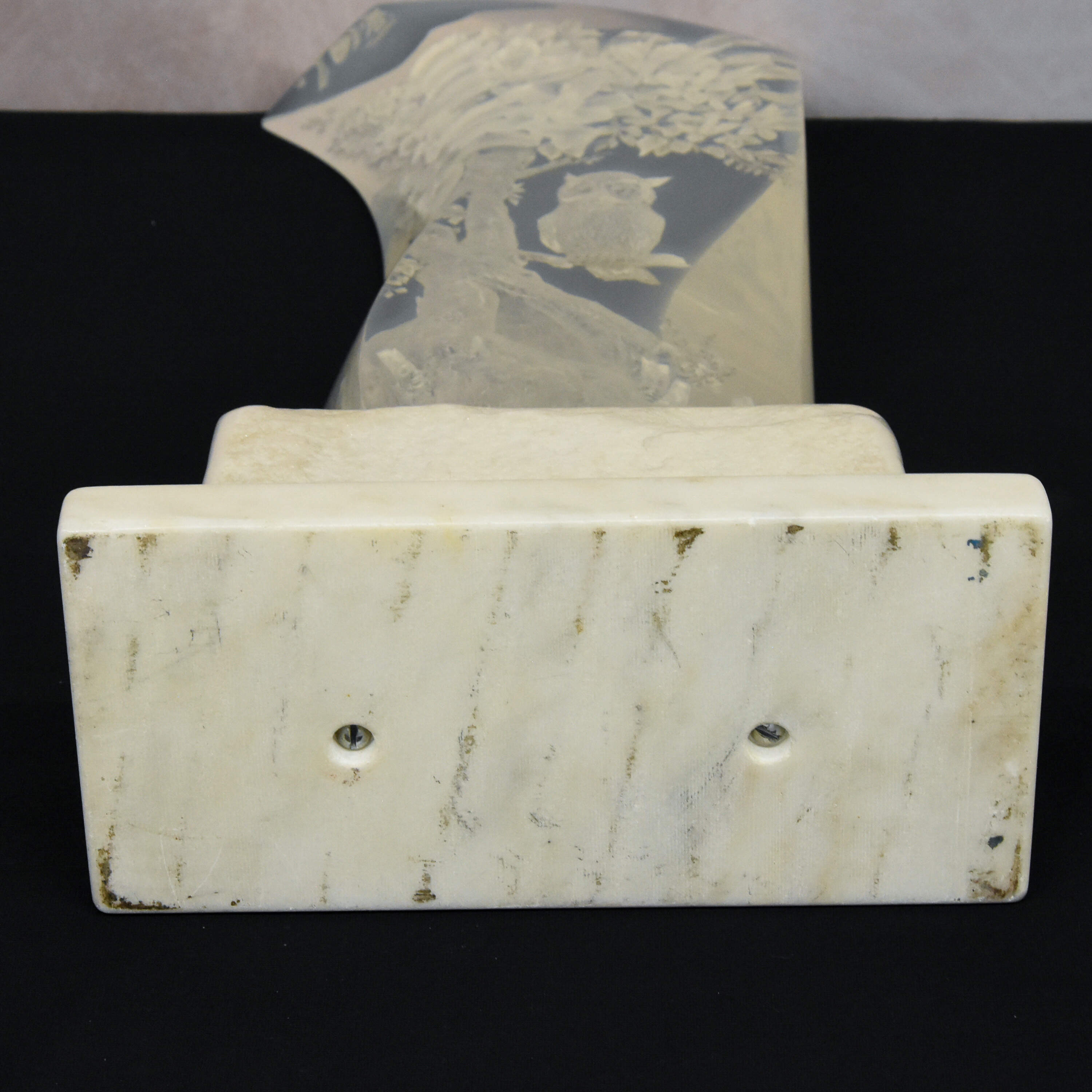 Signed Born Lucite Owl Sculpture on Marble Base-7