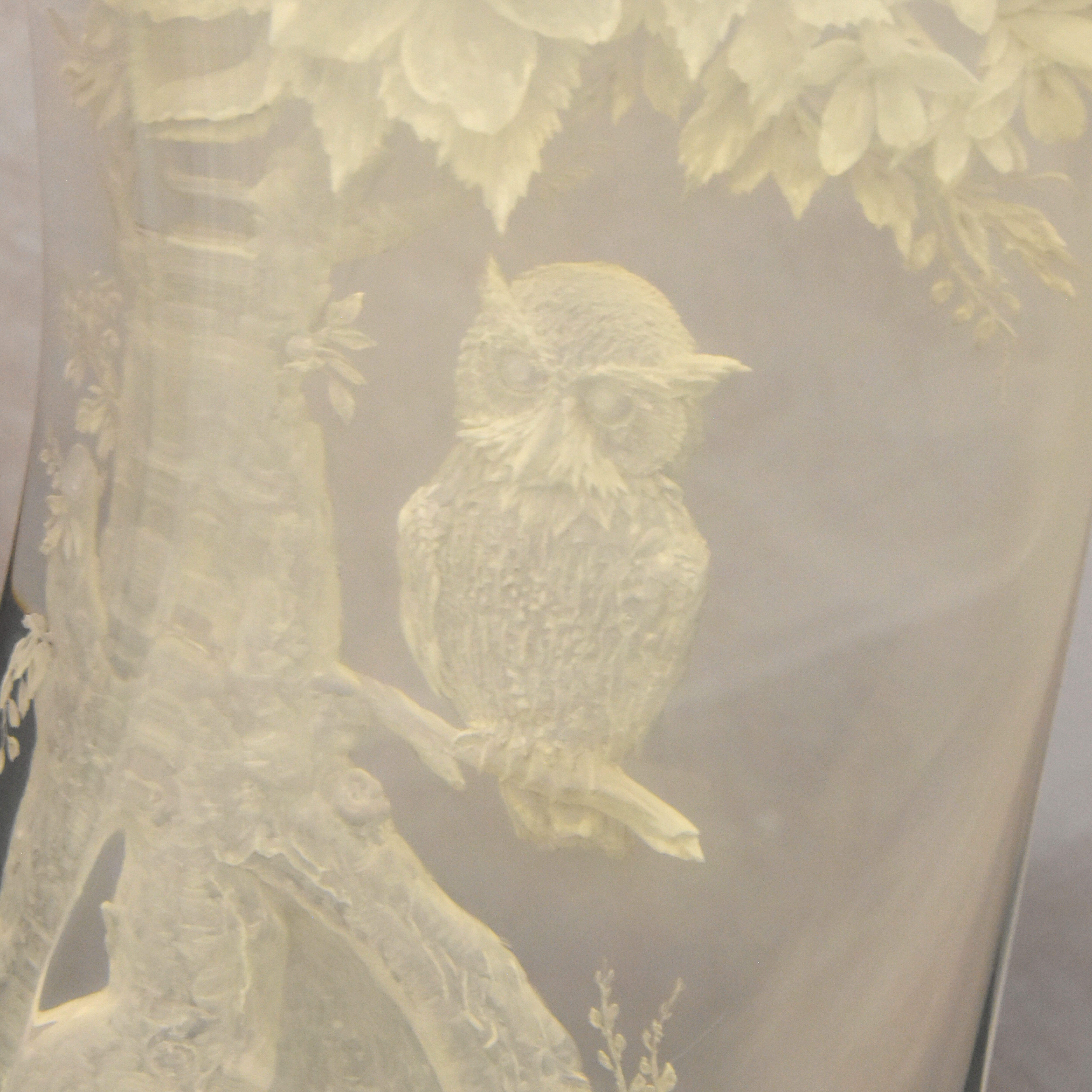 Signed Born Lucite Owl Sculpture on Marble Base-6
