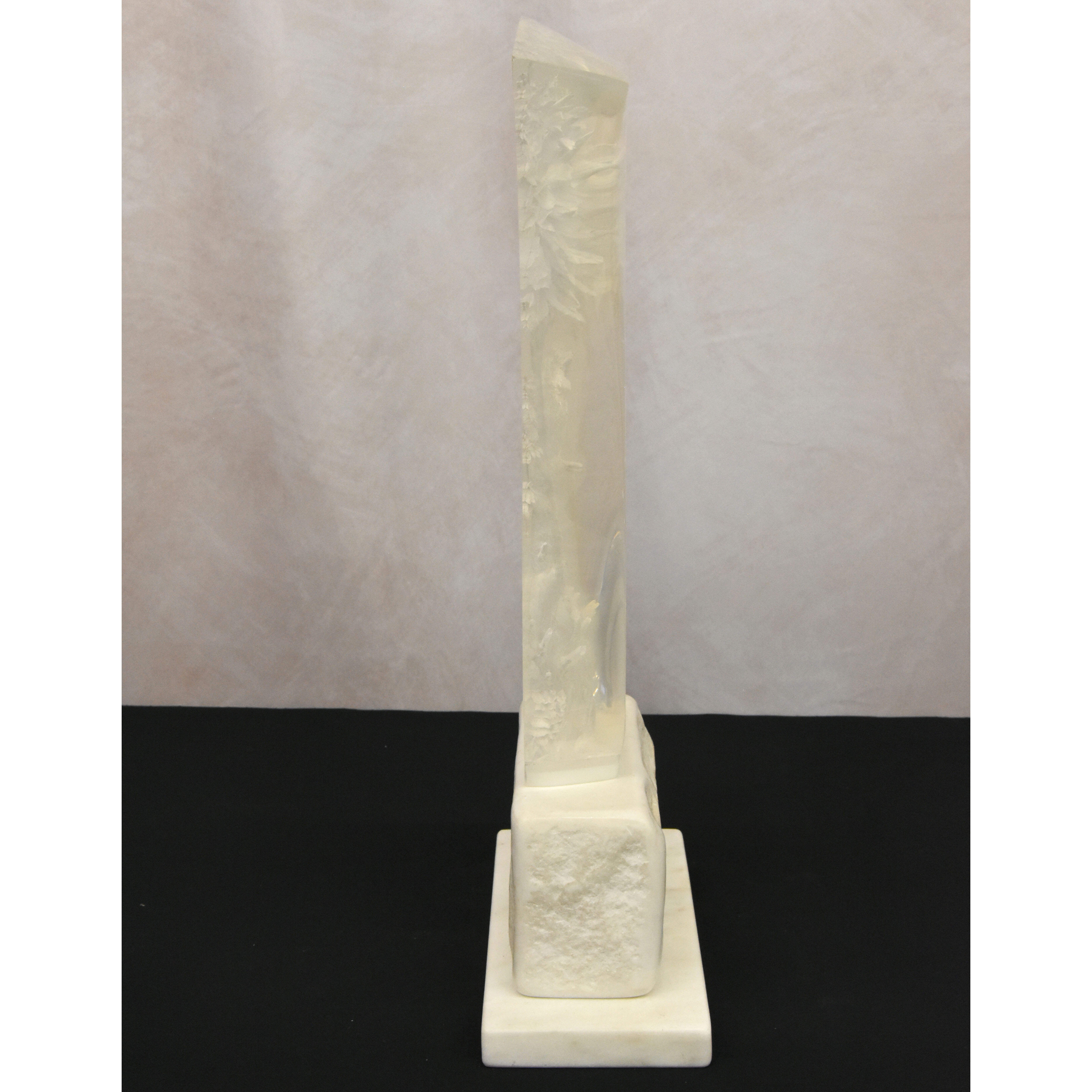 Signed Born Lucite Owl Sculpture on Marble Base-2