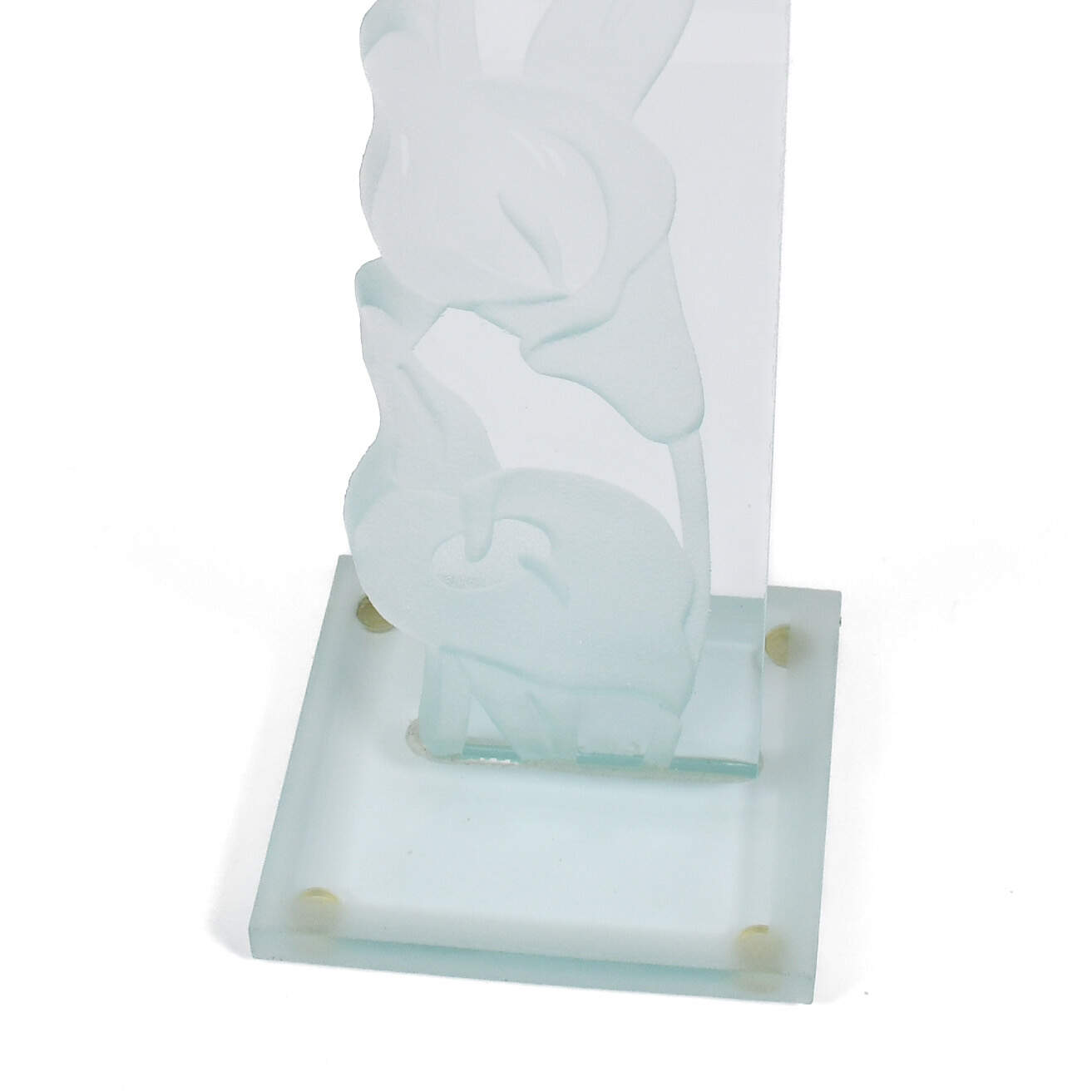 Signed Caldon Etched and Frosted Glass Calla Lily Sculpture-4