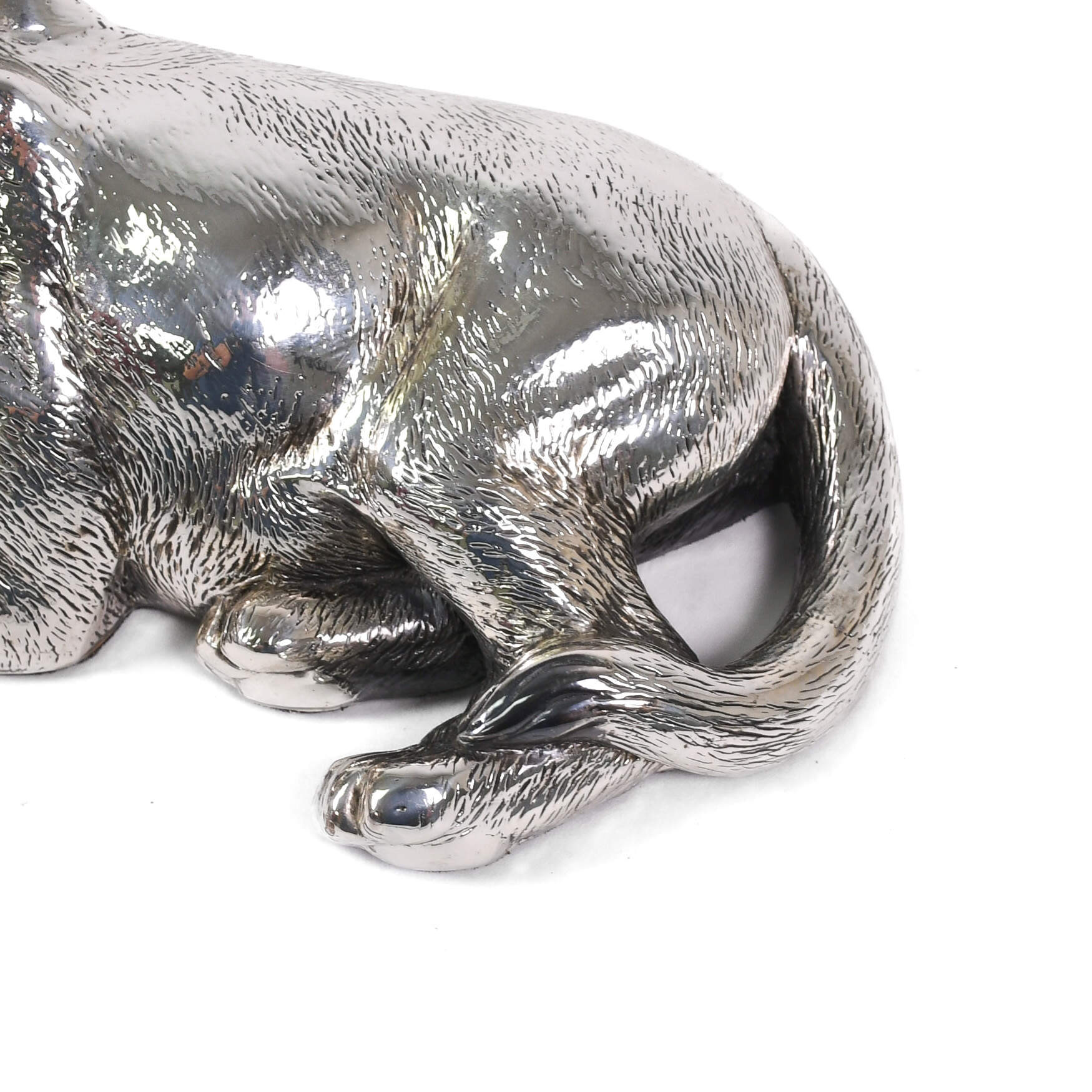 Silver Clad Laying Lion Cub Sculpture-6