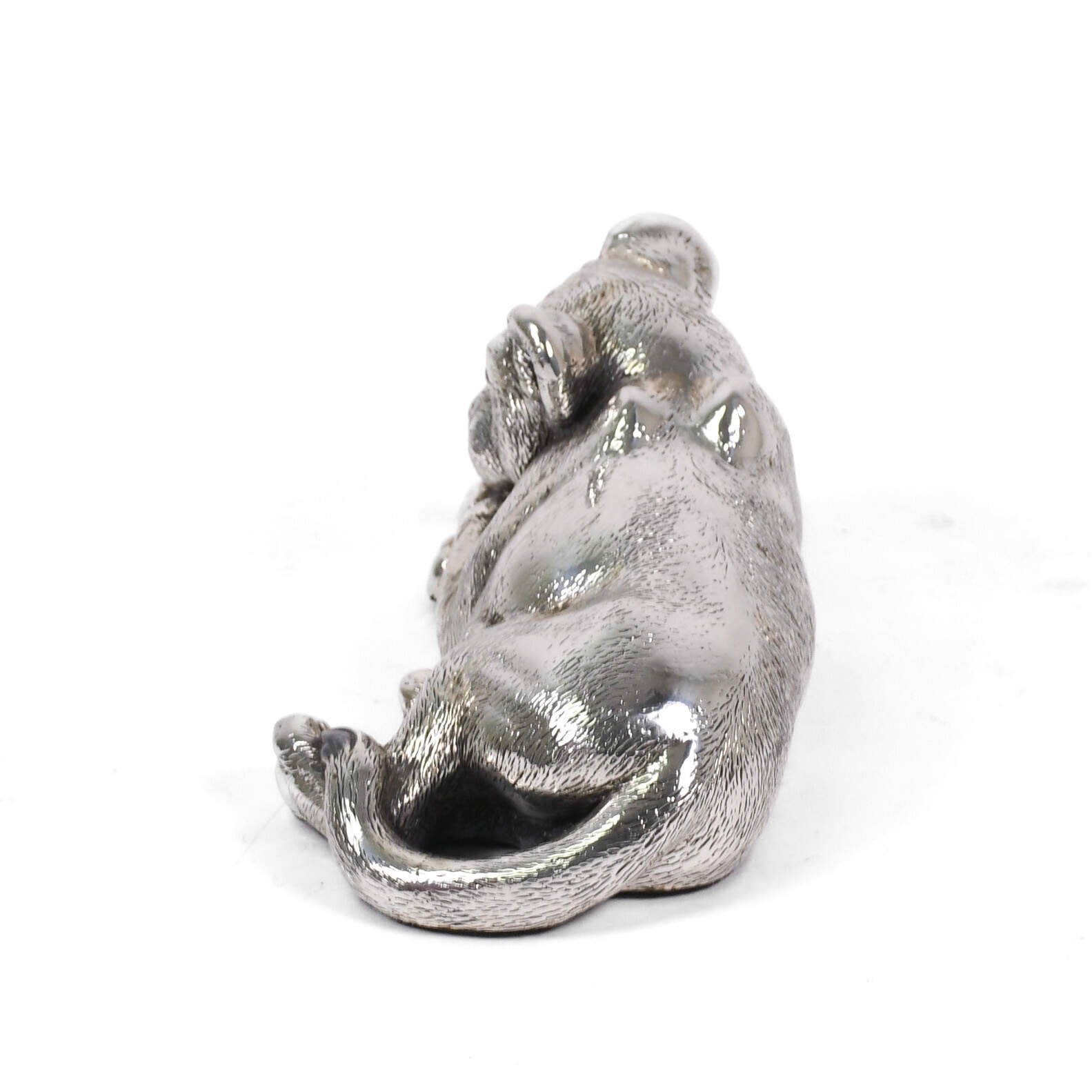 Silver Clad Laying Lion Cub Sculpture-4