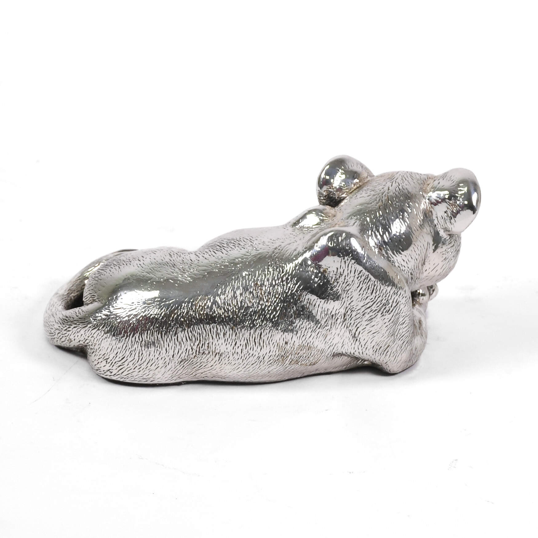 Silver Clad Laying Lion Cub Sculpture-3