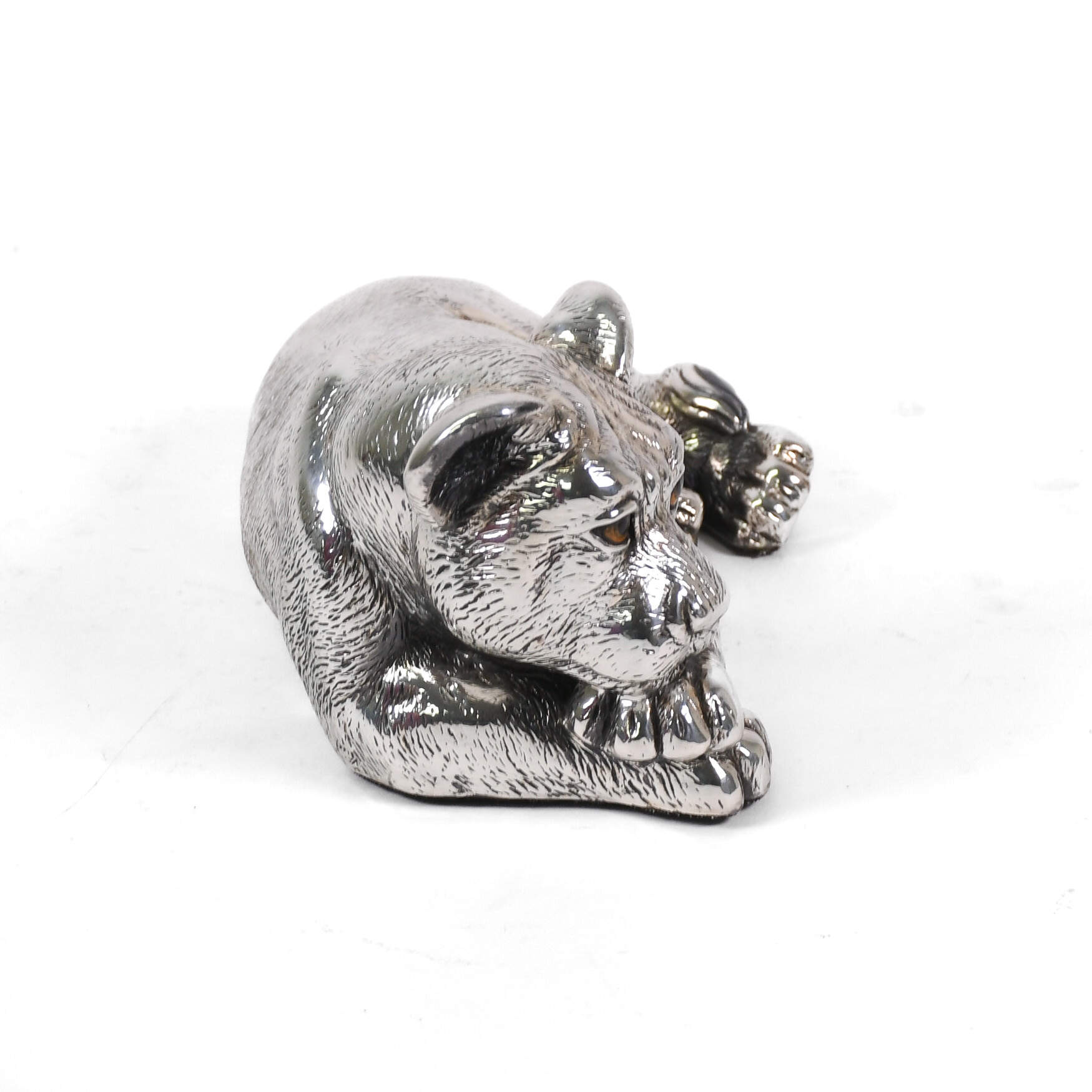 Silver Clad Laying Lion Cub Sculpture-2