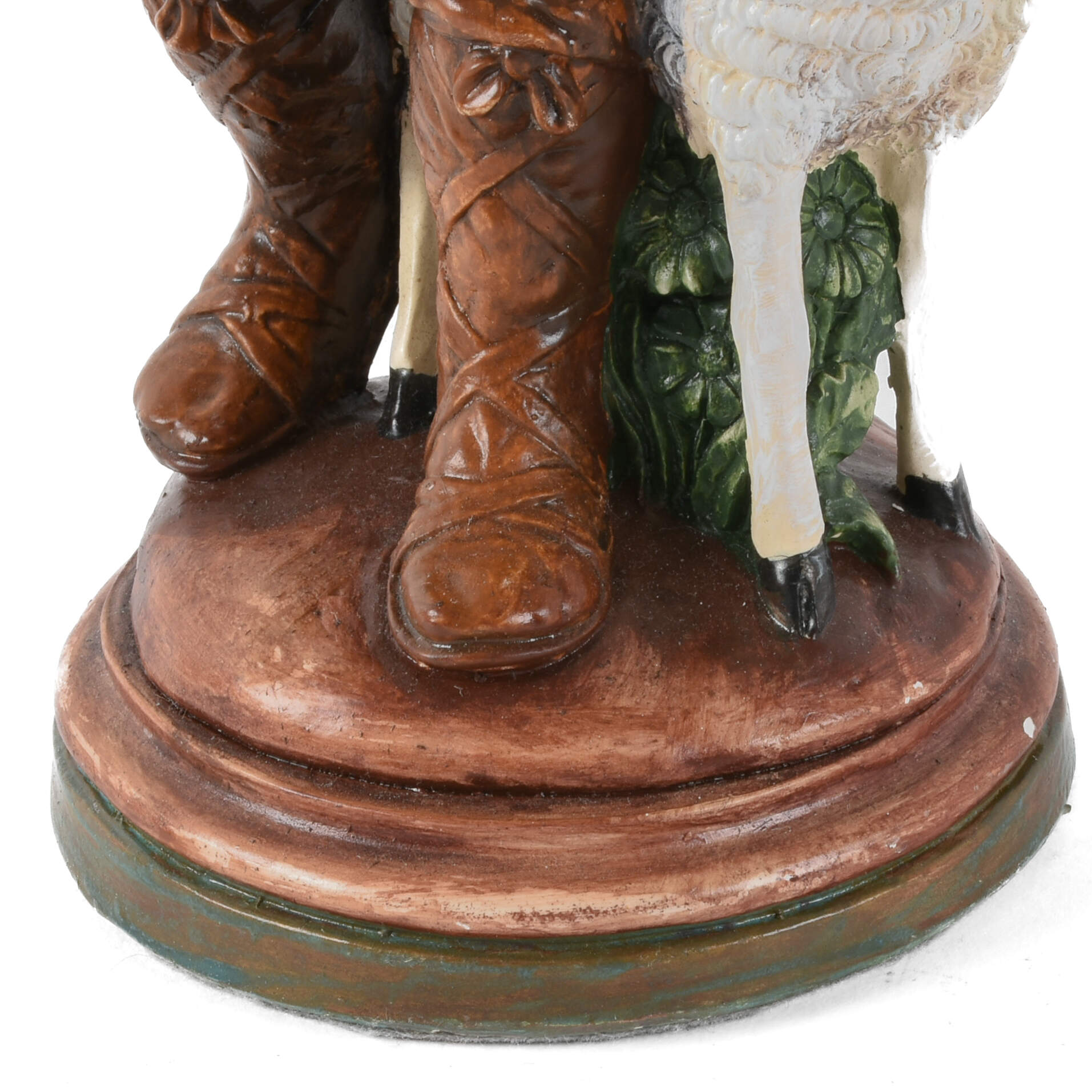 Painted Nativity Shepard and Lambs Figure-6