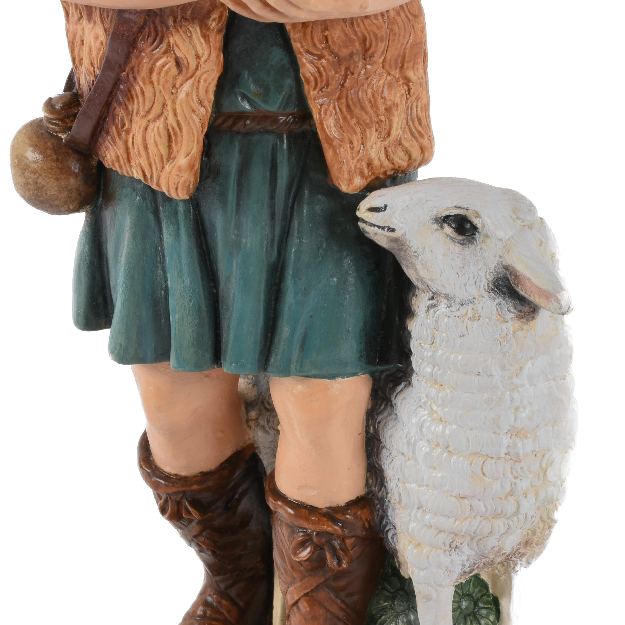 Painted Nativity Shepard and Lambs Figure-5