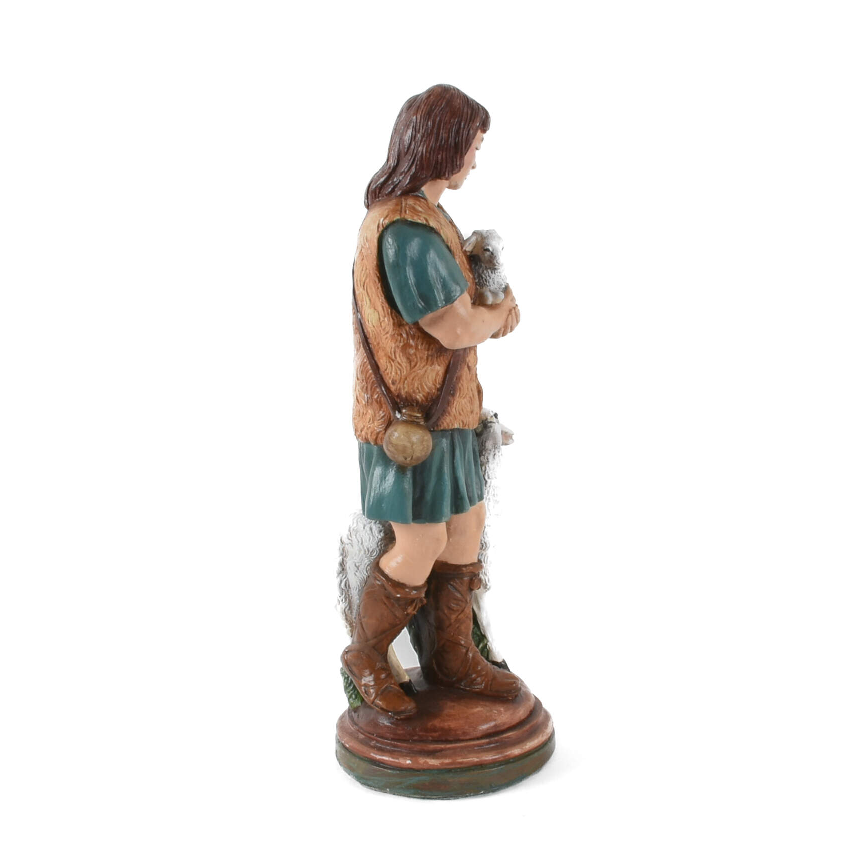 Painted Nativity Shepard and Lambs Figure-2