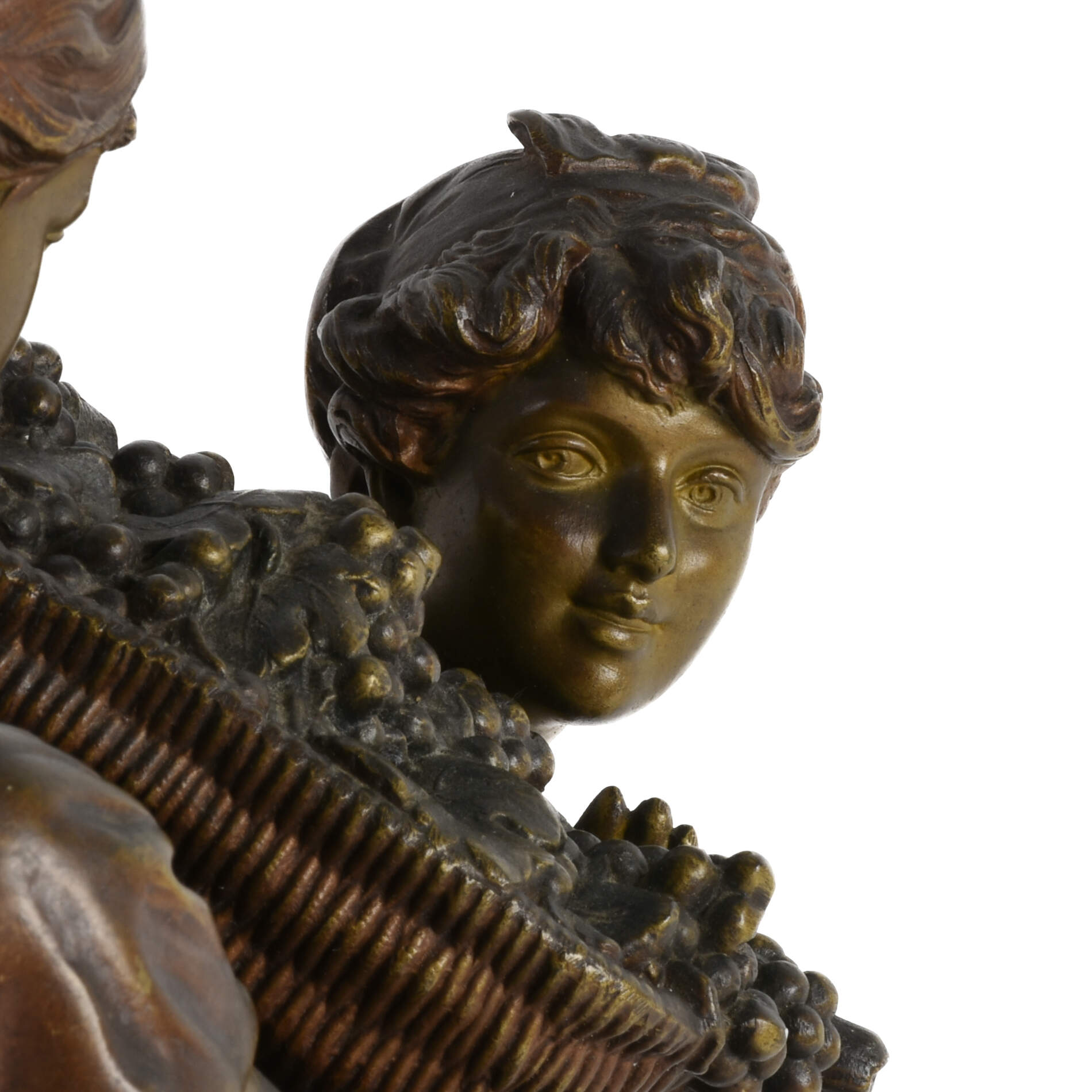 Antique "Les Vendanges" Spelter Sculpture After Hippolyte Moreau-6