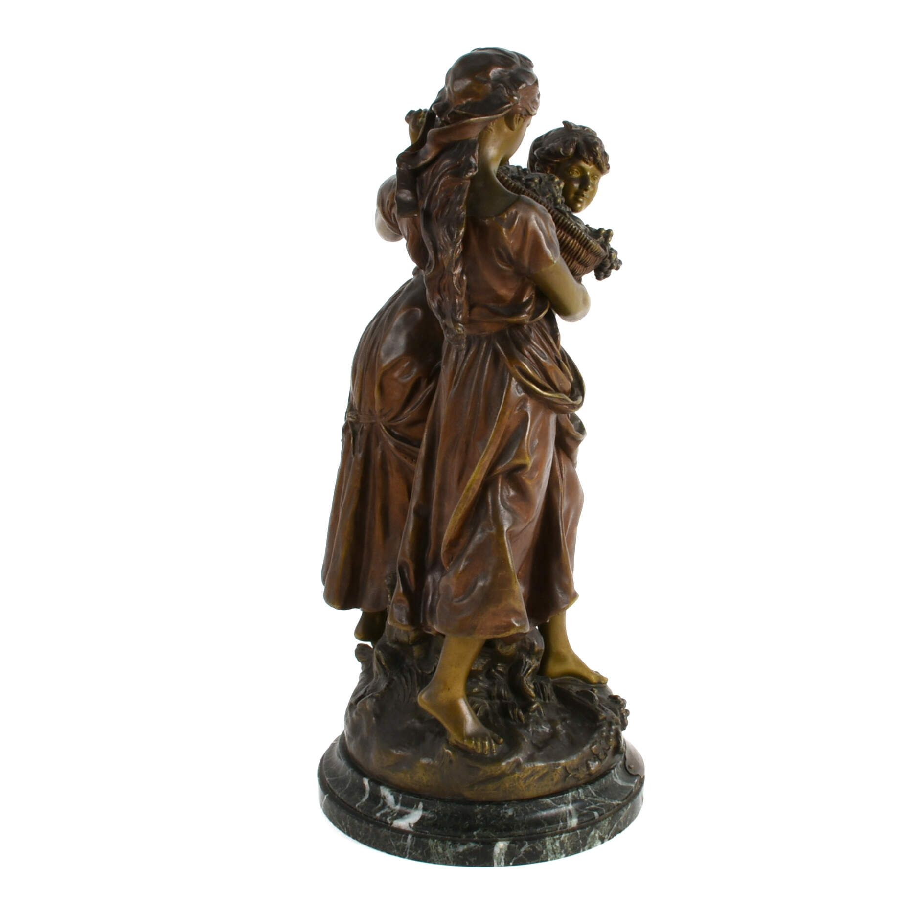 Antique "Les Vendanges" Spelter Sculpture After Hippolyte Moreau-2