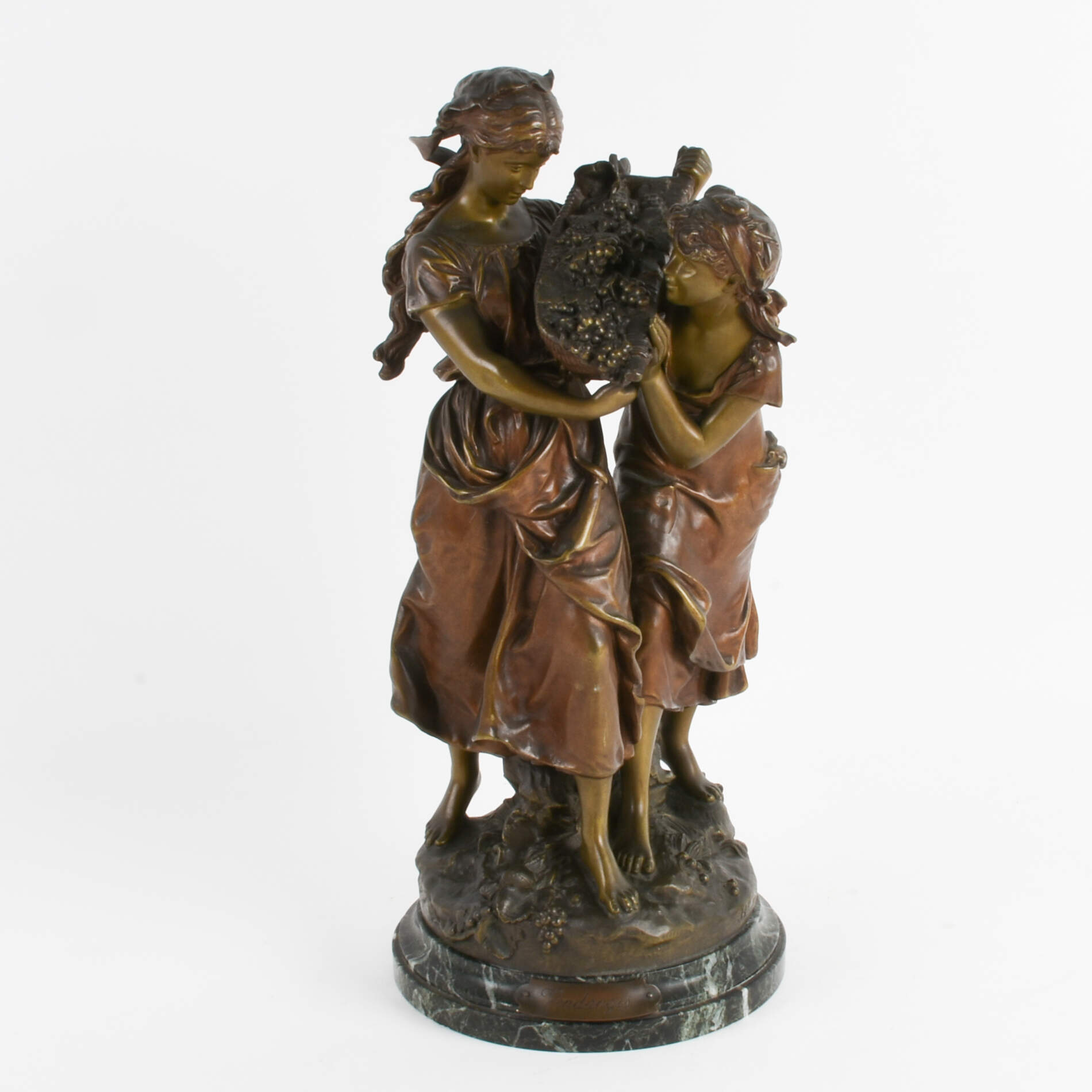 Antique "Les Vendanges" Spelter Sculpture After Hippolyte Moreau-1
