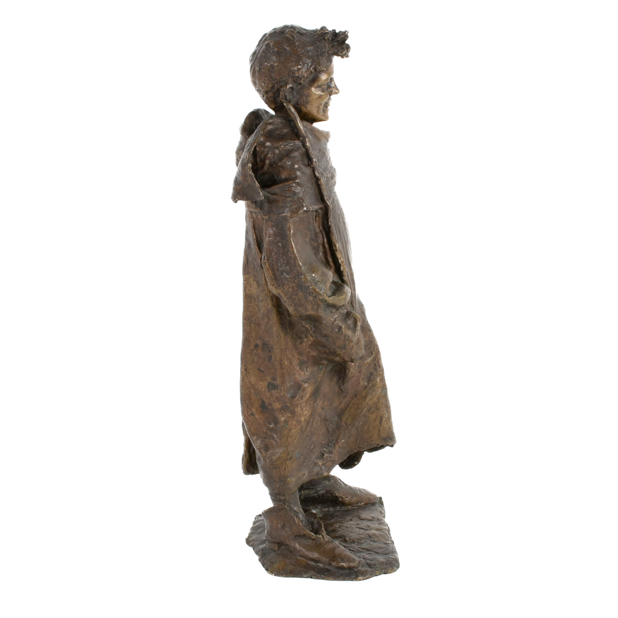 Antique Bronze Smiling Lad Statue-4