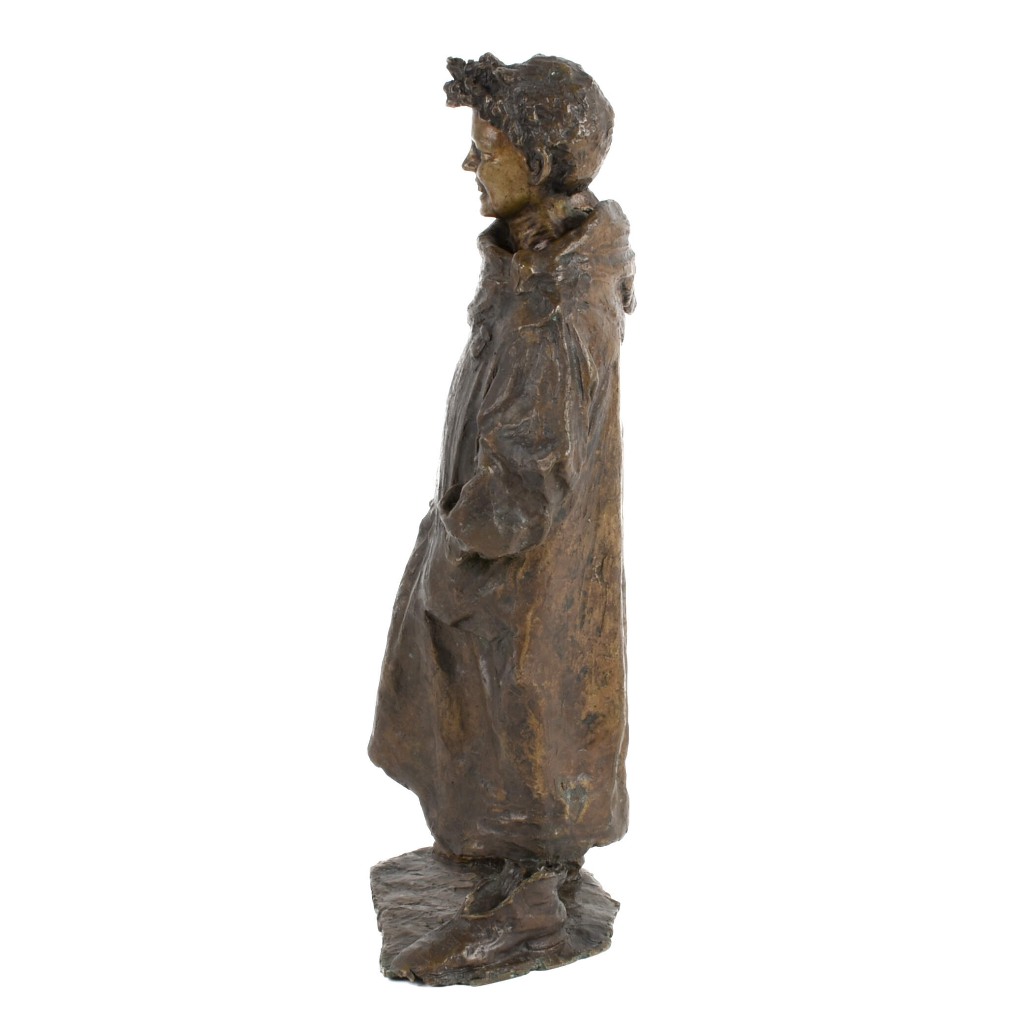 Antique Bronze Smiling Lad Statue-2