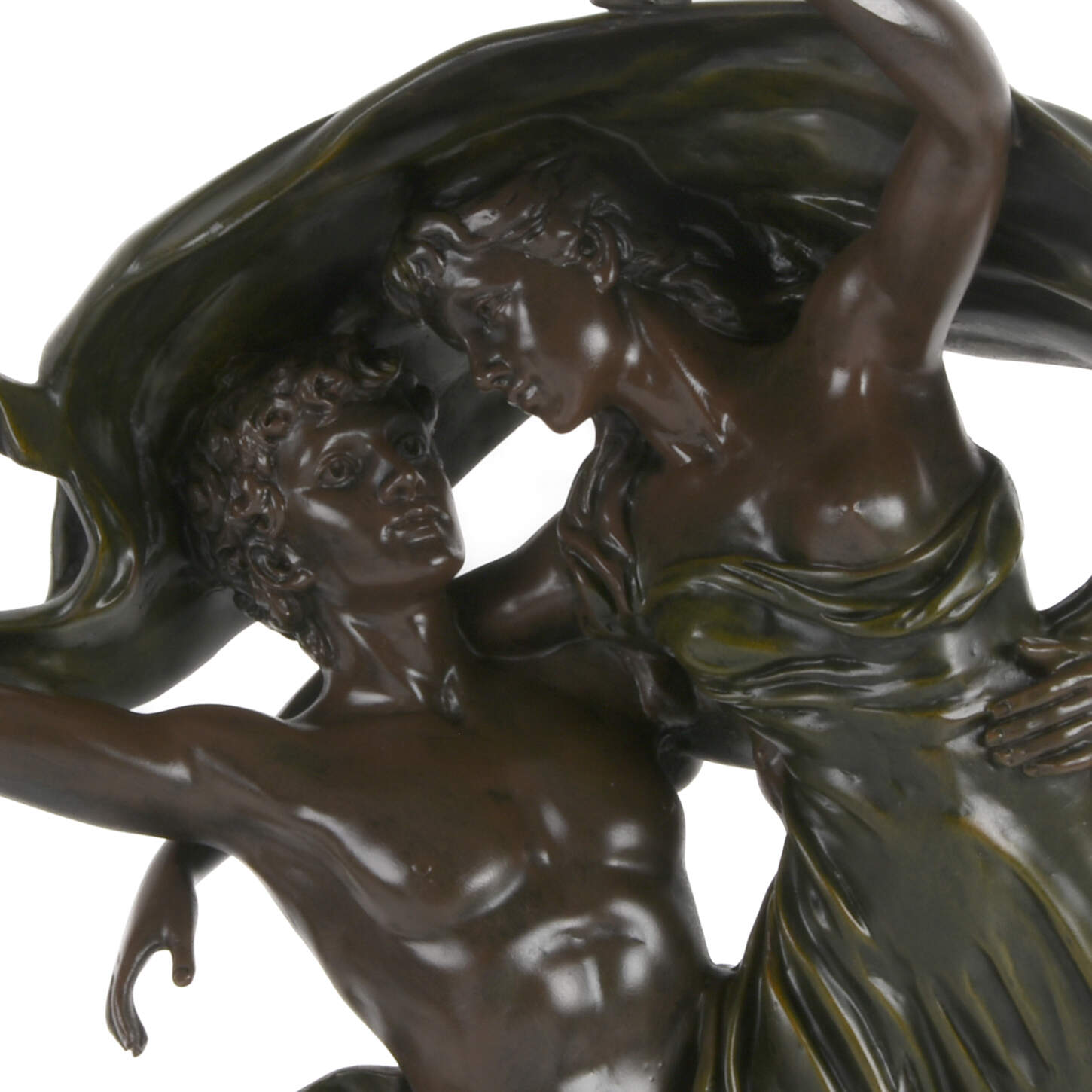 Art Nouveau-Style Painted Resin Statue "La Danse" After Eugene Marioton-5