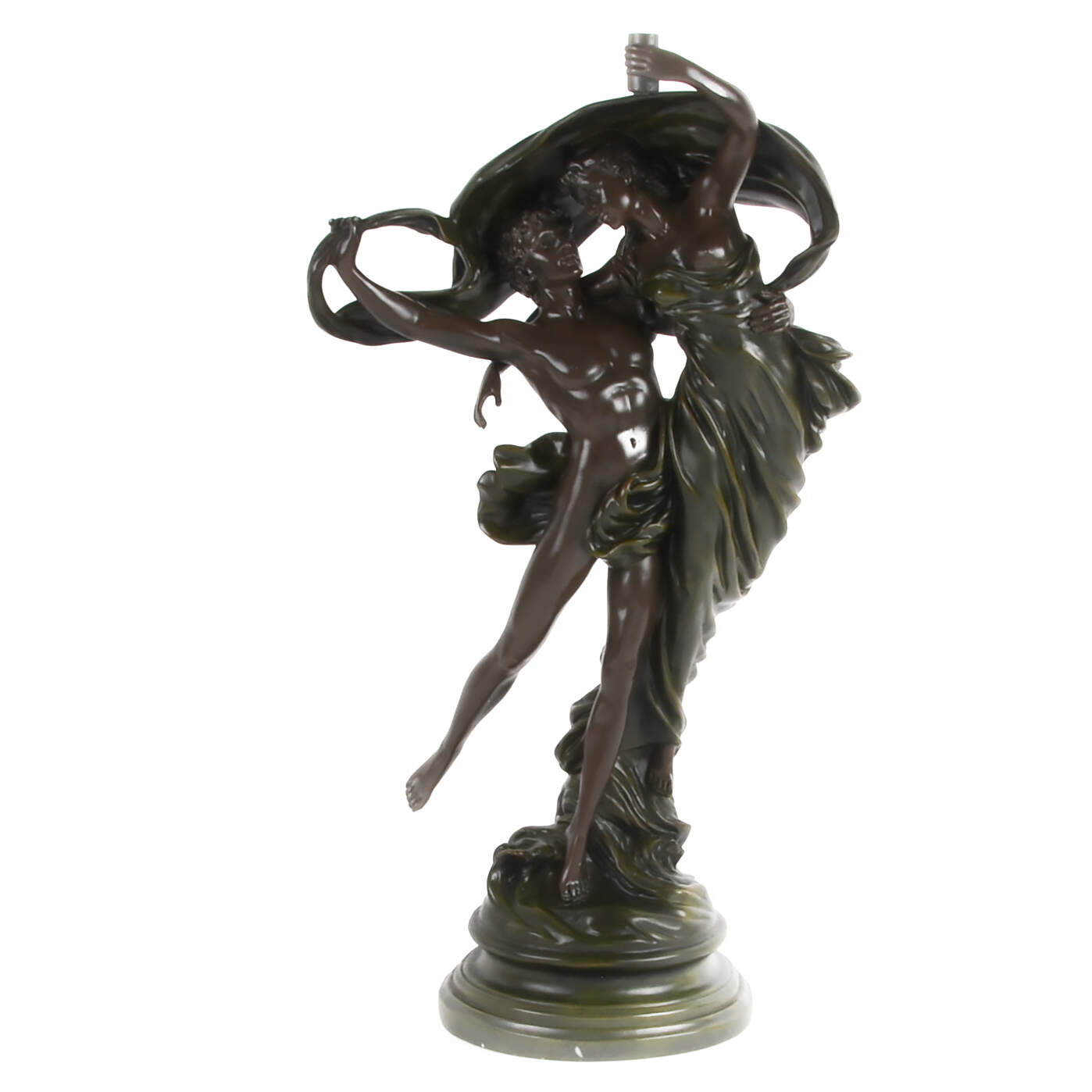 Art Nouveau-Style Painted Resin Statue "La Danse" After Eugene Marioton-1