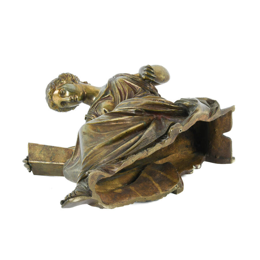 Antique Bronze of Woman Reading Plato Statue After Jean-Jacques Pradier-9