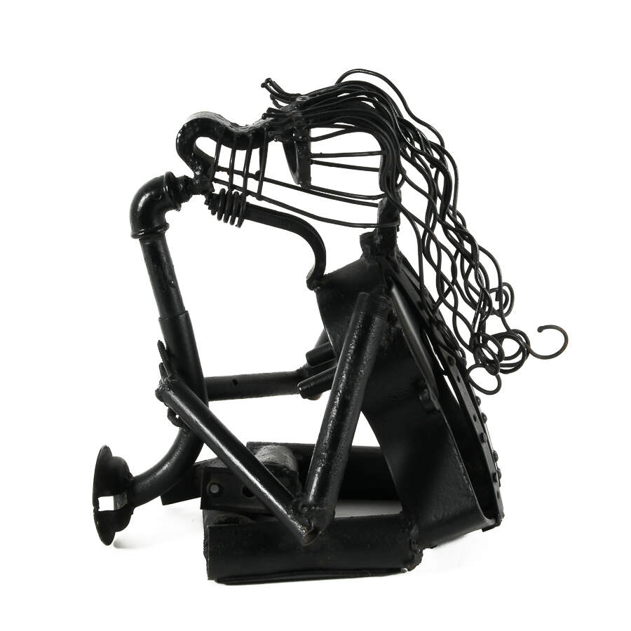 Outsider Reclaimed Metal Saxophone Player Sculpture-2