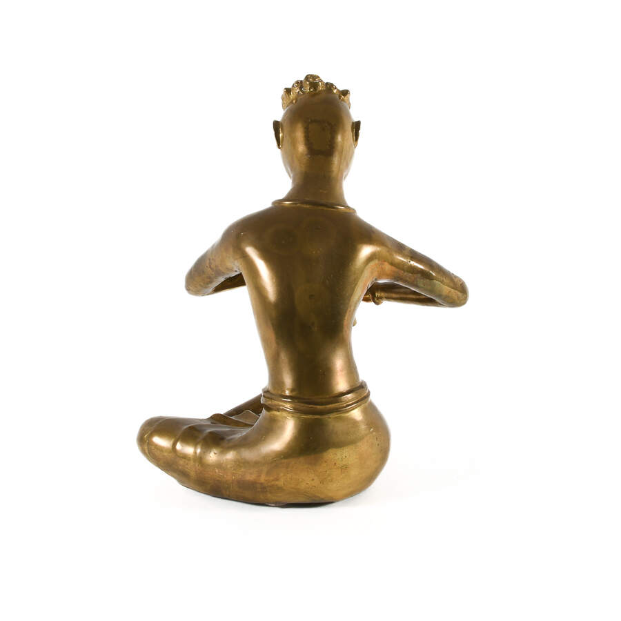 Thai Brass Flute Player Sculpture After Yimsiri's "Musical Rhythm"-9