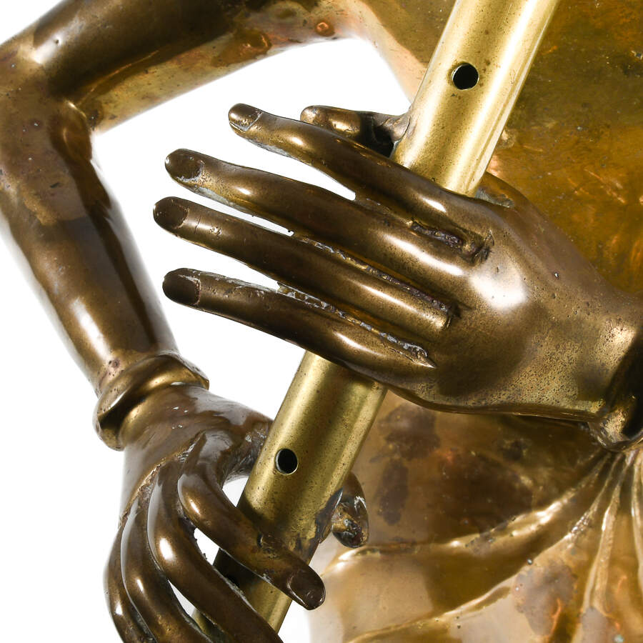 Thai Brass Flute Player Sculpture After Yimsiri's "Musical Rhythm"-6