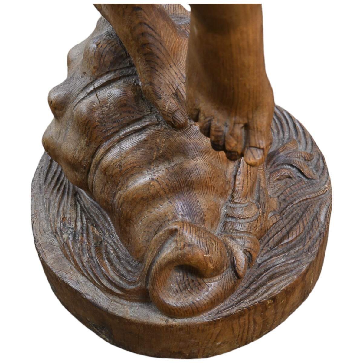 Large Fruitwood Carved Figure of Young Pan-4