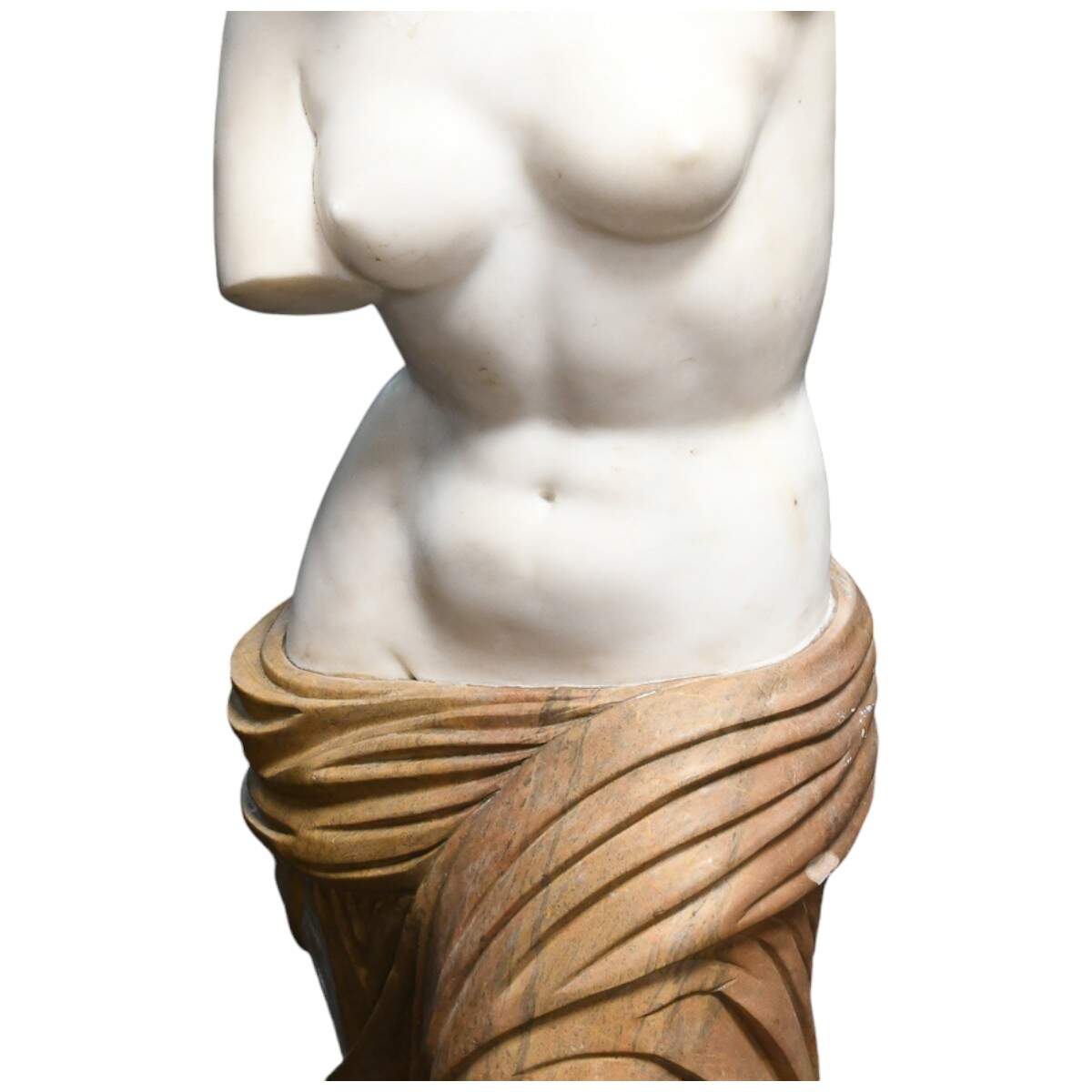Two-Tone Marble Greek-Style Armless Female Statue-2