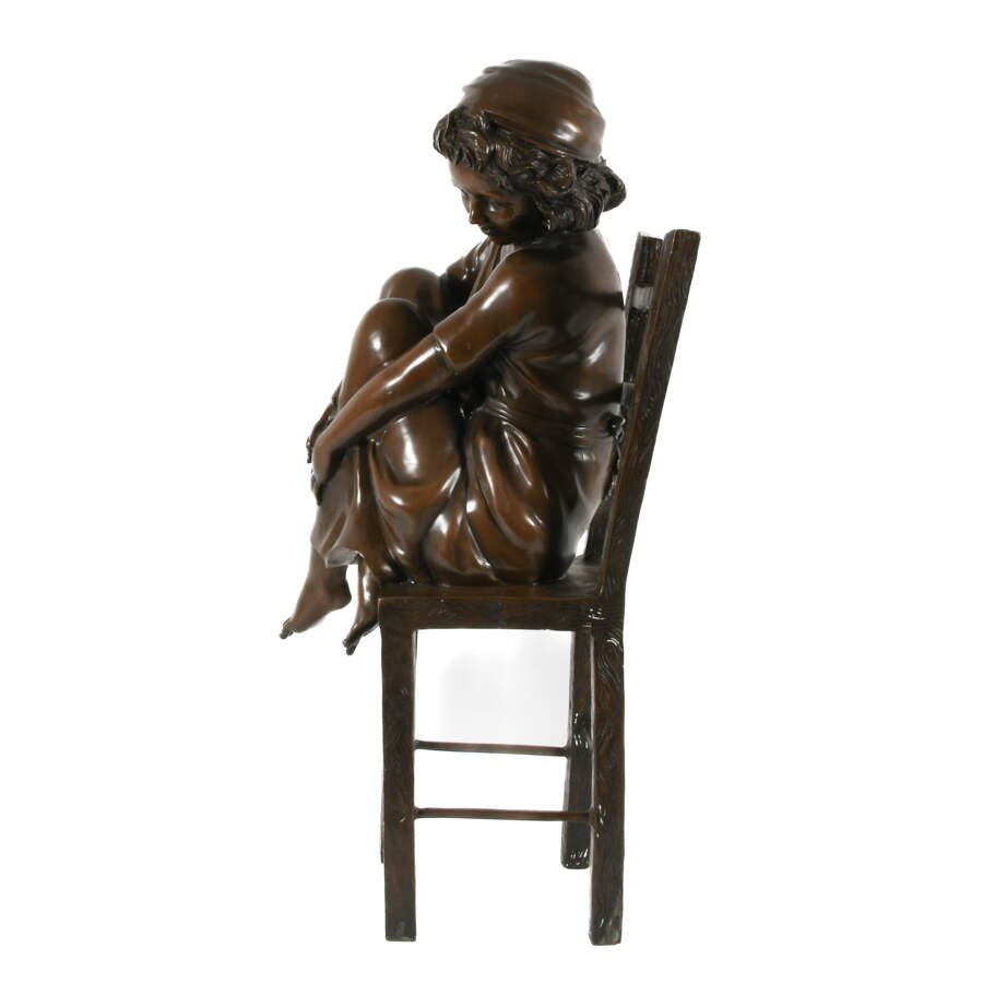 Bronze Sculpture After Corrado Betta Titled "Girl on a Chair"-6